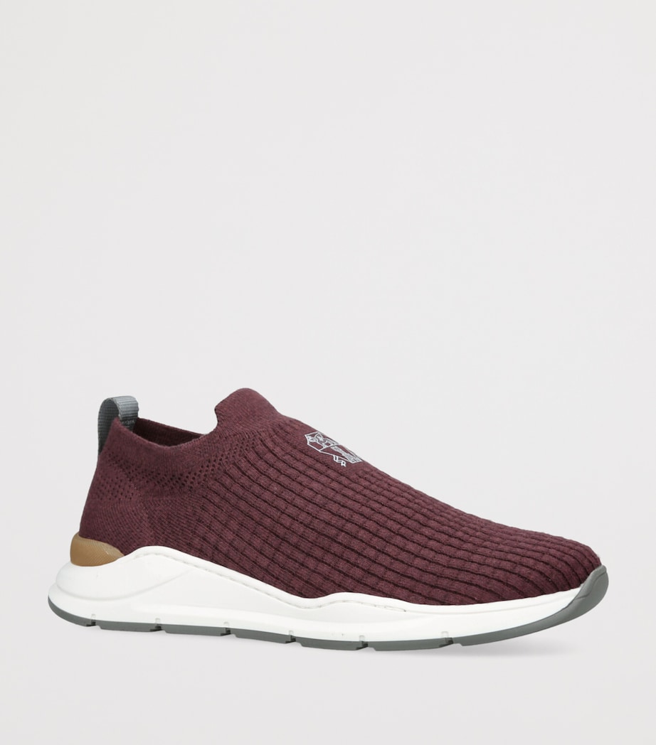 Cotton Knitted Slip-On Sneakers WINE Image 3