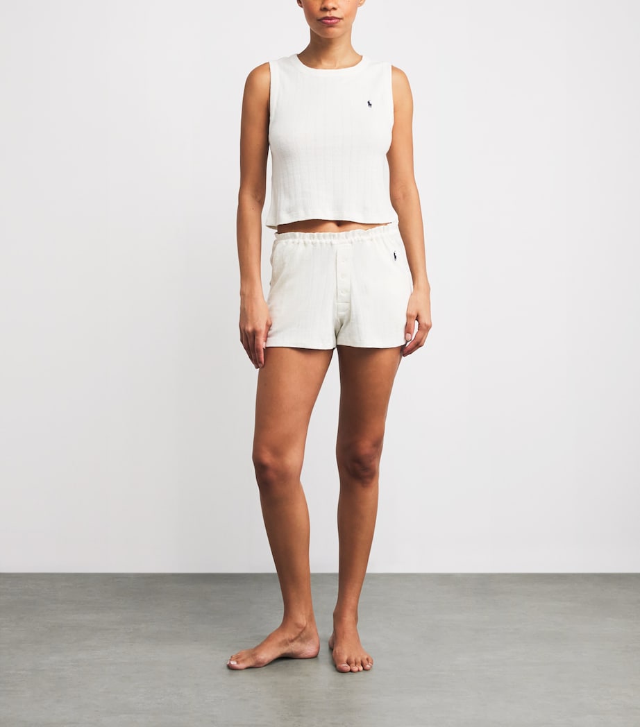 Cotton Pointelle Tank and Shorts Pyjama Set EGRET Image 2