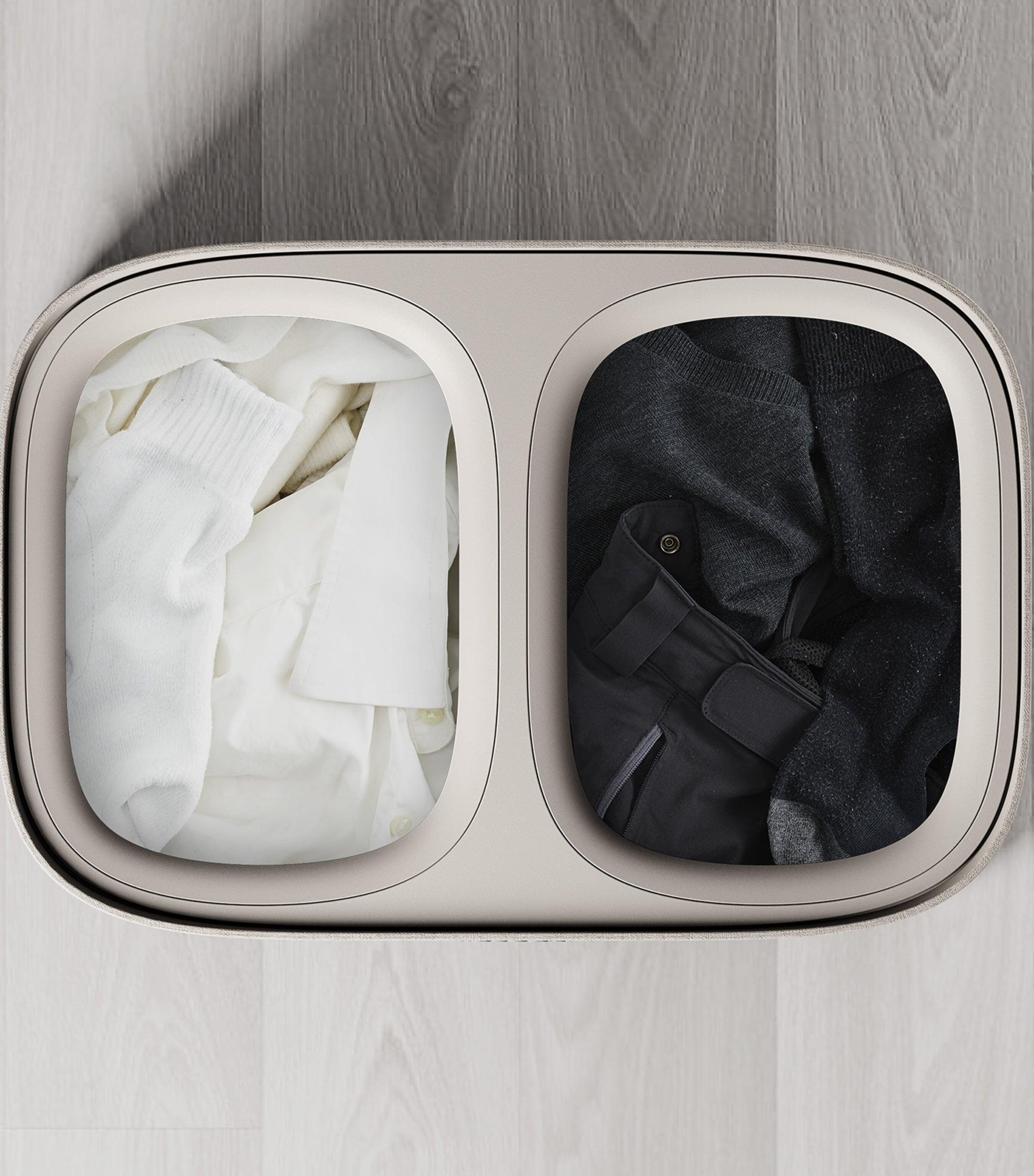 Joseph Joseph Total 2 Twin Laundry Basket (90L) Pale Mushroom Image 7