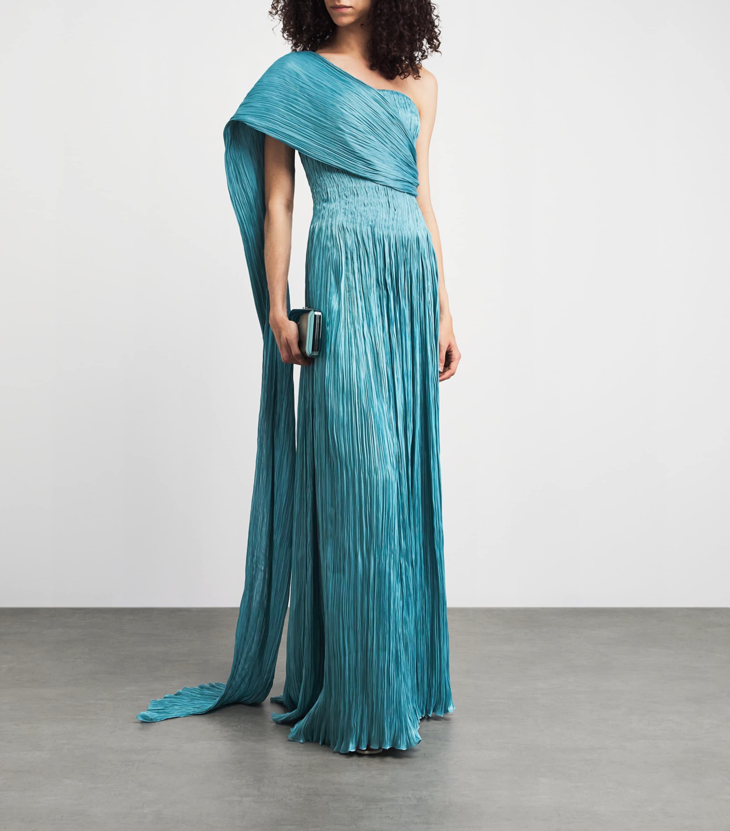 Marmar Halim Womens Taffeta Strapless Roseya Gown Blue Image 2