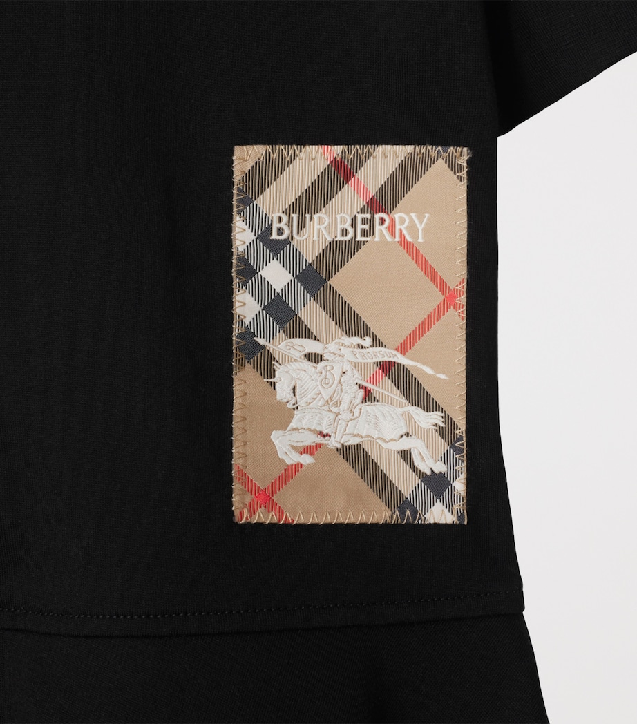 Cotton Check Label Dress (3-12 Years) BLACK Image 3