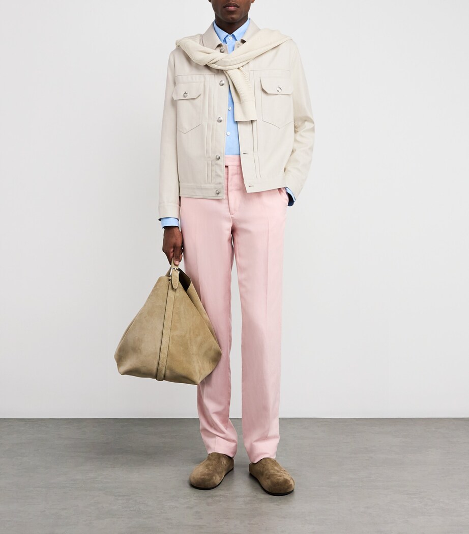 Wool-Silk-Blend Denim Jacket 0007 BIANCO Image 2