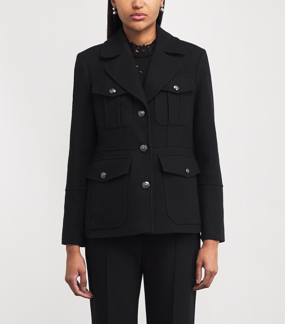 Wool-Blend Four-Pocket Jacket BLACK Image 3