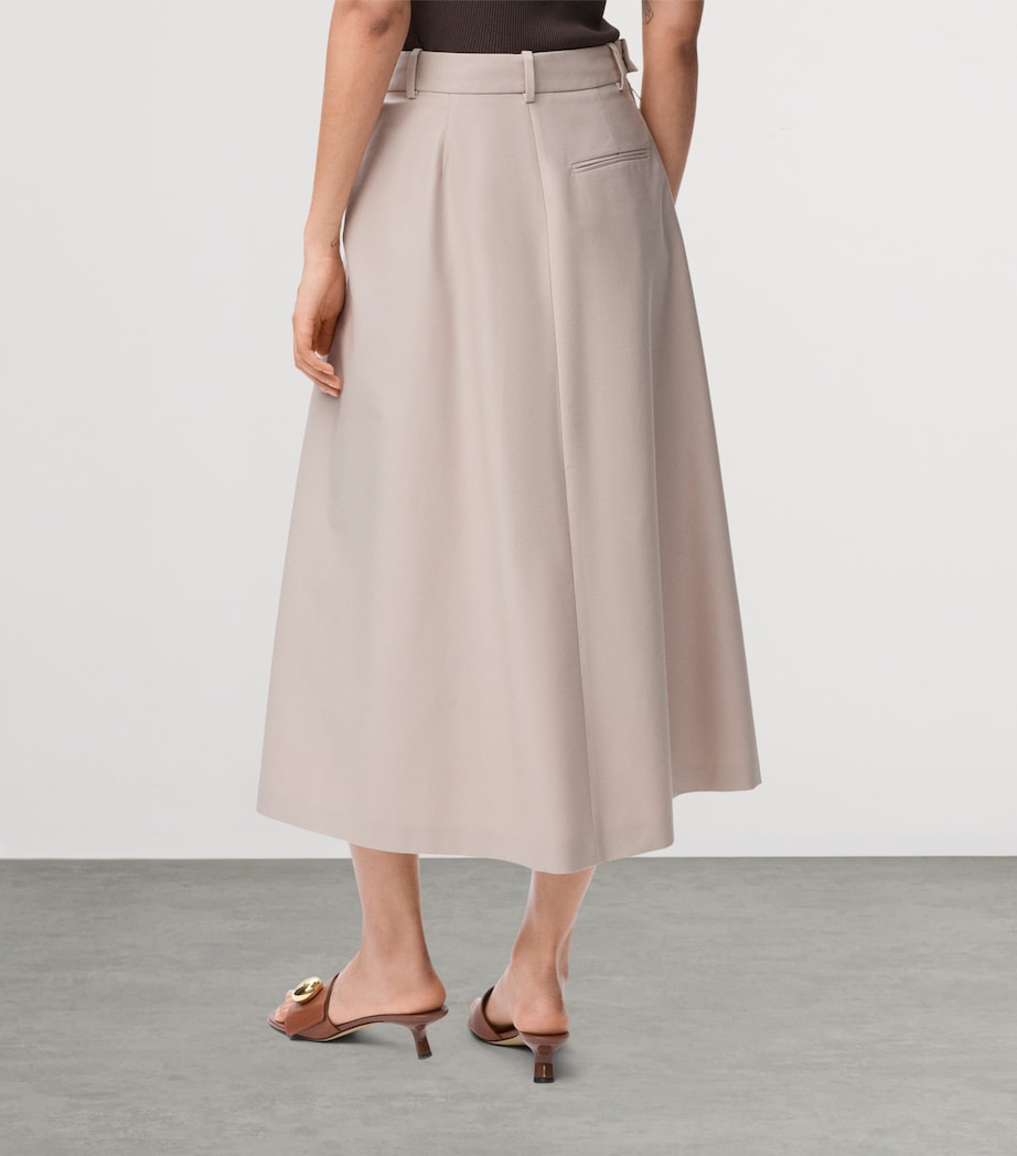 Cotton-Silk Draped Midi Skirt LIGHT PINK Image 4