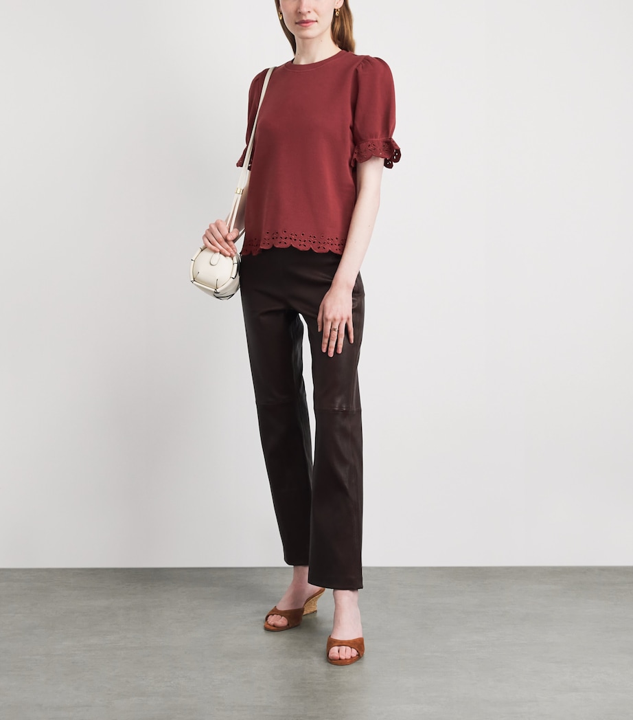 PAIGE Womens Cotton Ciabatta Top Burnt Sienna Image 2