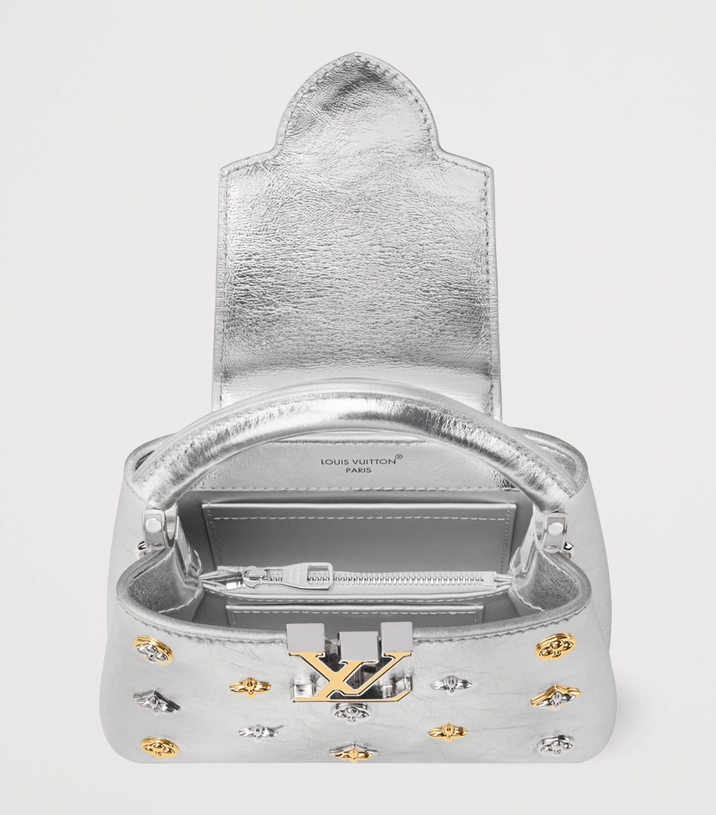 Mini Leather Capucines Top-Handle Bag SILVER Image 5