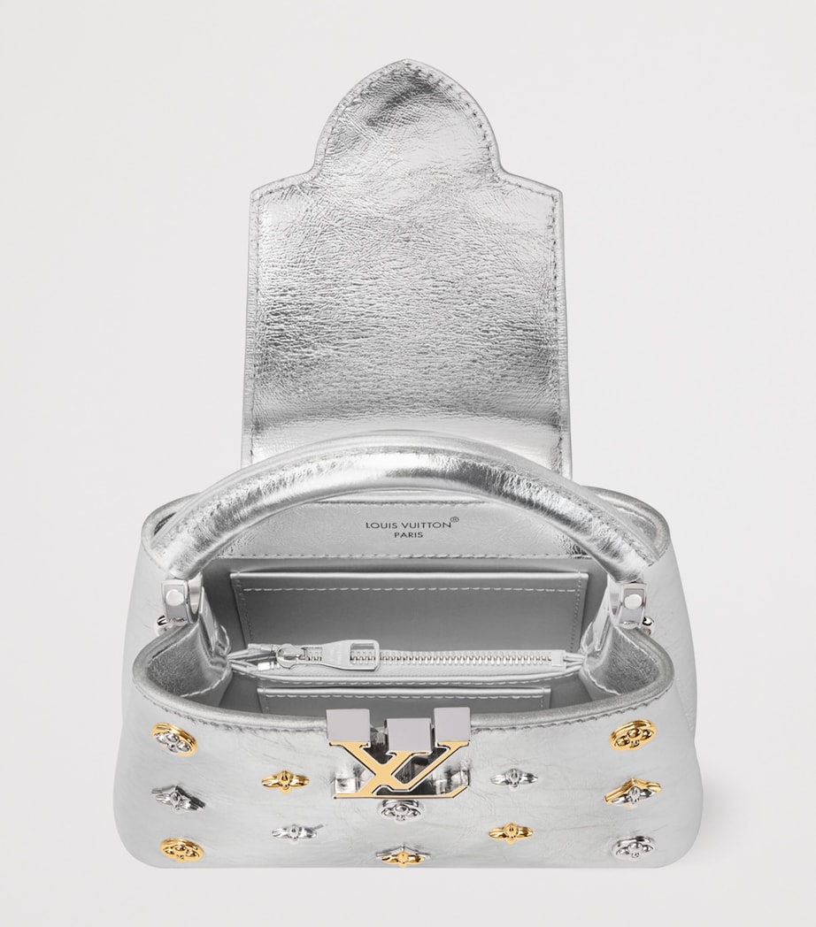Mini Leather Capucines Top-Handle Bag SILVER Image 5