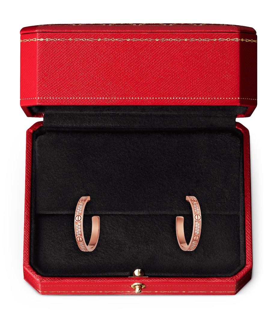 Rose Gold and Diamond Love Hoop Earrings ROSE GOLD Image 5