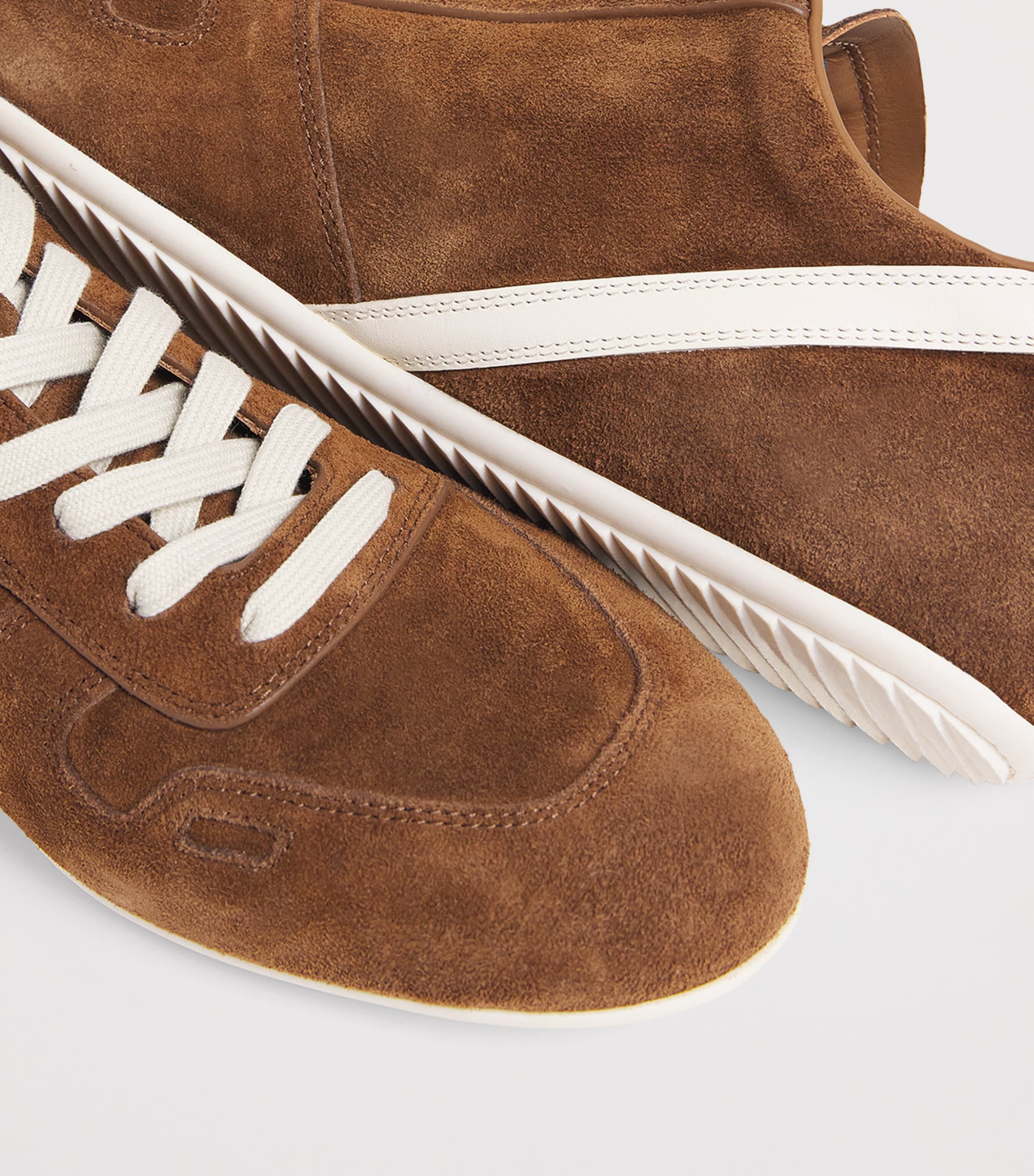 Suede Minimal Low-Top Sneakers CHESTNUT/MILK/MILK Image 7