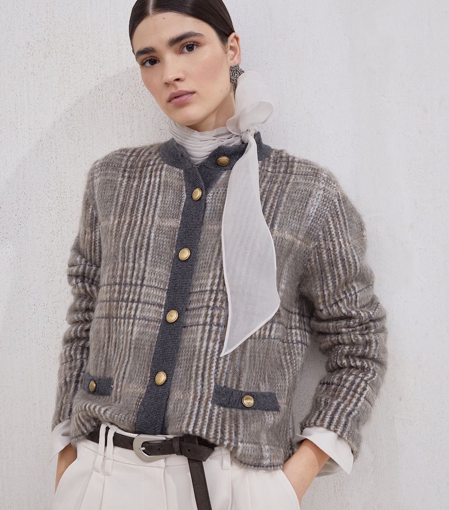 Mohair, Virgin Wool and Cashmere Jacquard Cardigan CPO68 Image 5