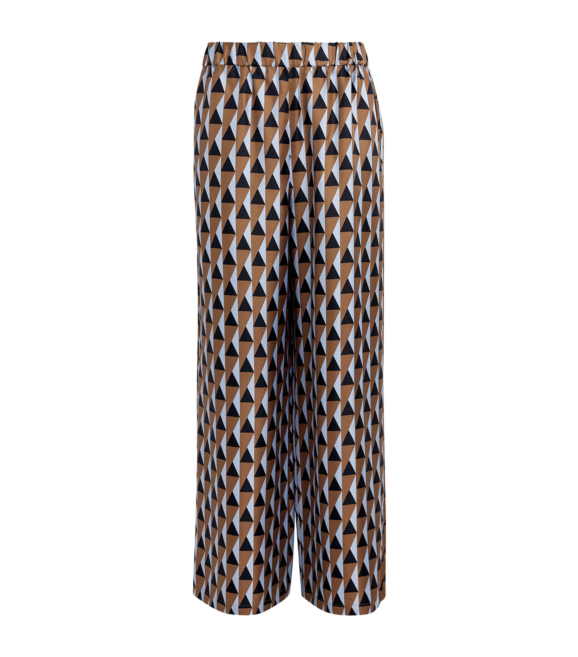 MM Womens Silk Printed Wide-Leg Trousers Brown Bronze Image 1