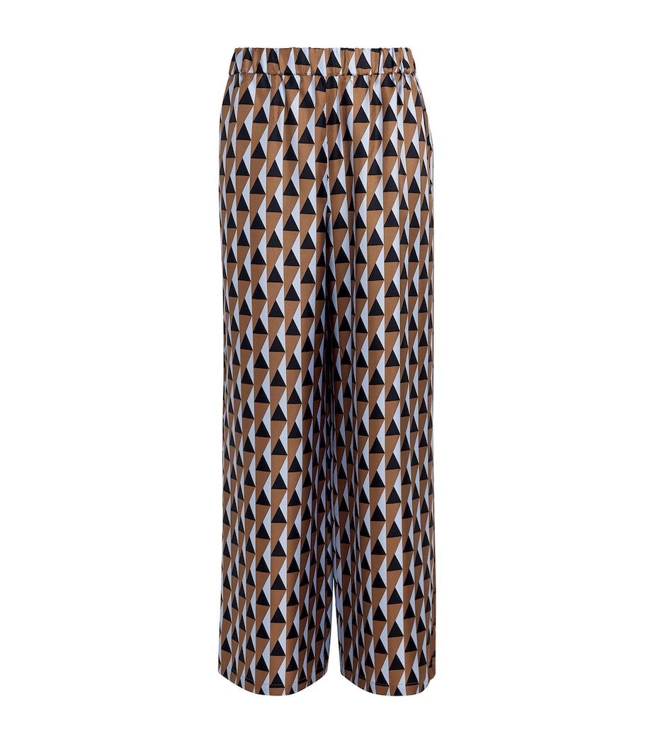 MM Womens Silk Printed Wide-Leg Trousers Brown Bronze Image 1