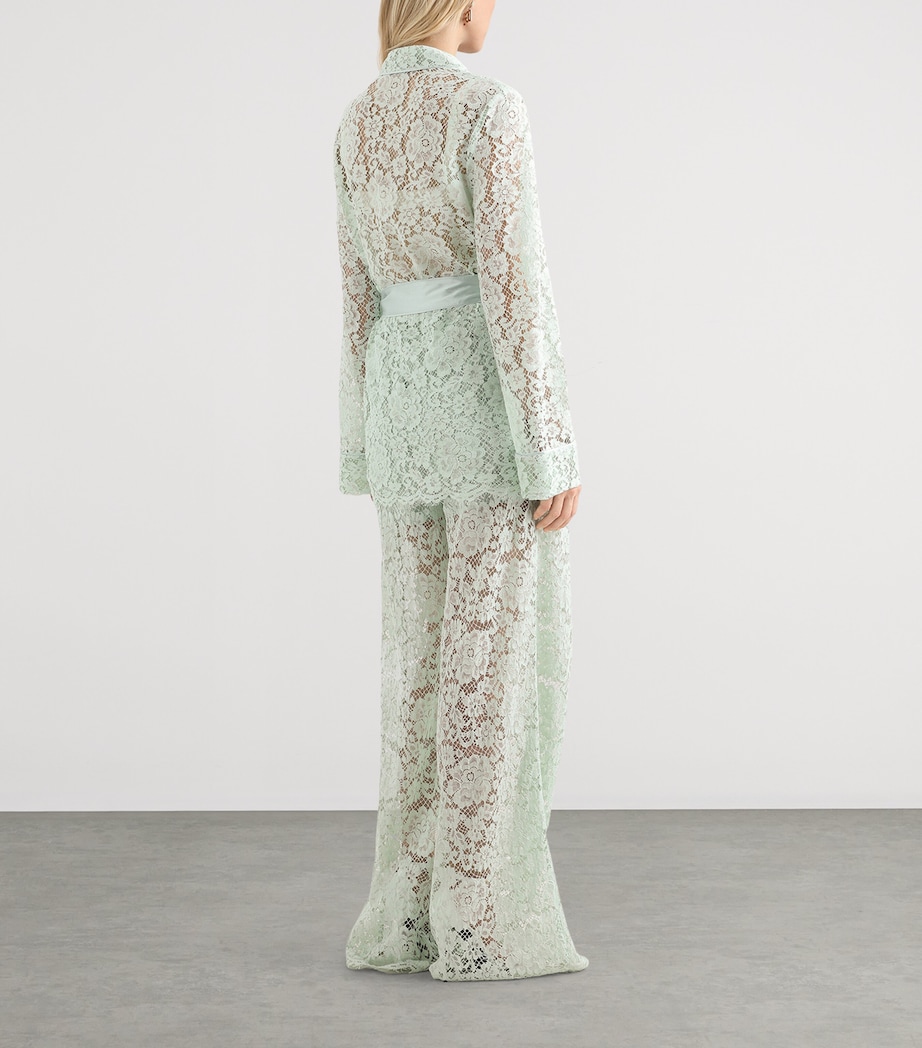 Dolce&Gabbana Womens Lace Drawstring Trousers Verd Image 3