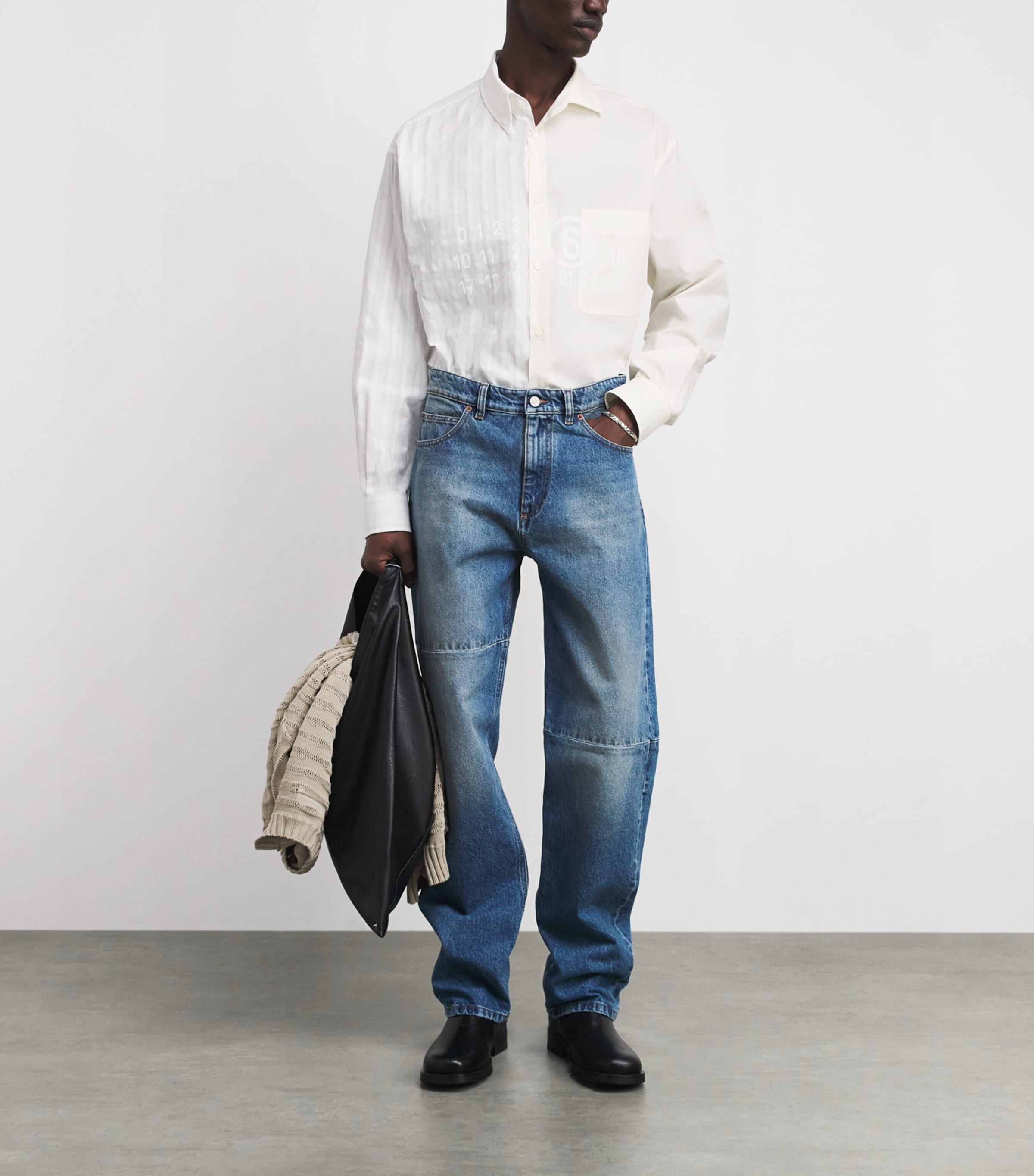 MM6 Maison Margiela Mens Cotton Asymmetric Stripe Shirt Image 2
