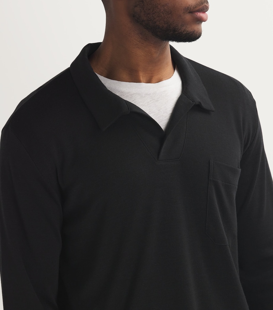 Wool-Blend Christian Polo Shirt 0018 BLACK Image 6