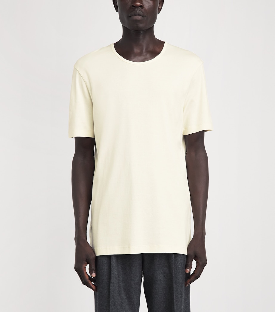 Lemaire Mens Cotton Scoop-Neck T-shirt Light Cream Image 4