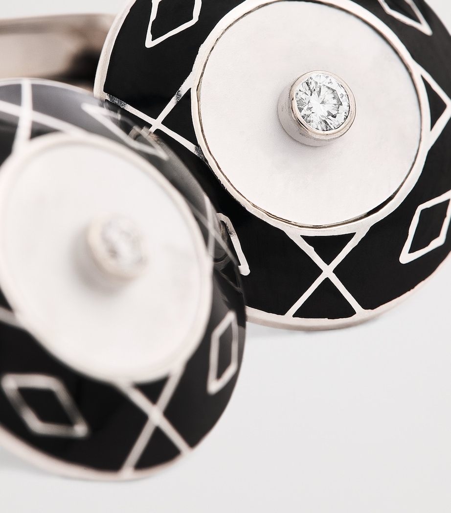 Deakin & Francis Yellow Gold, Diamond and Mother-Of-Pearl Cufflinks Black Image 4