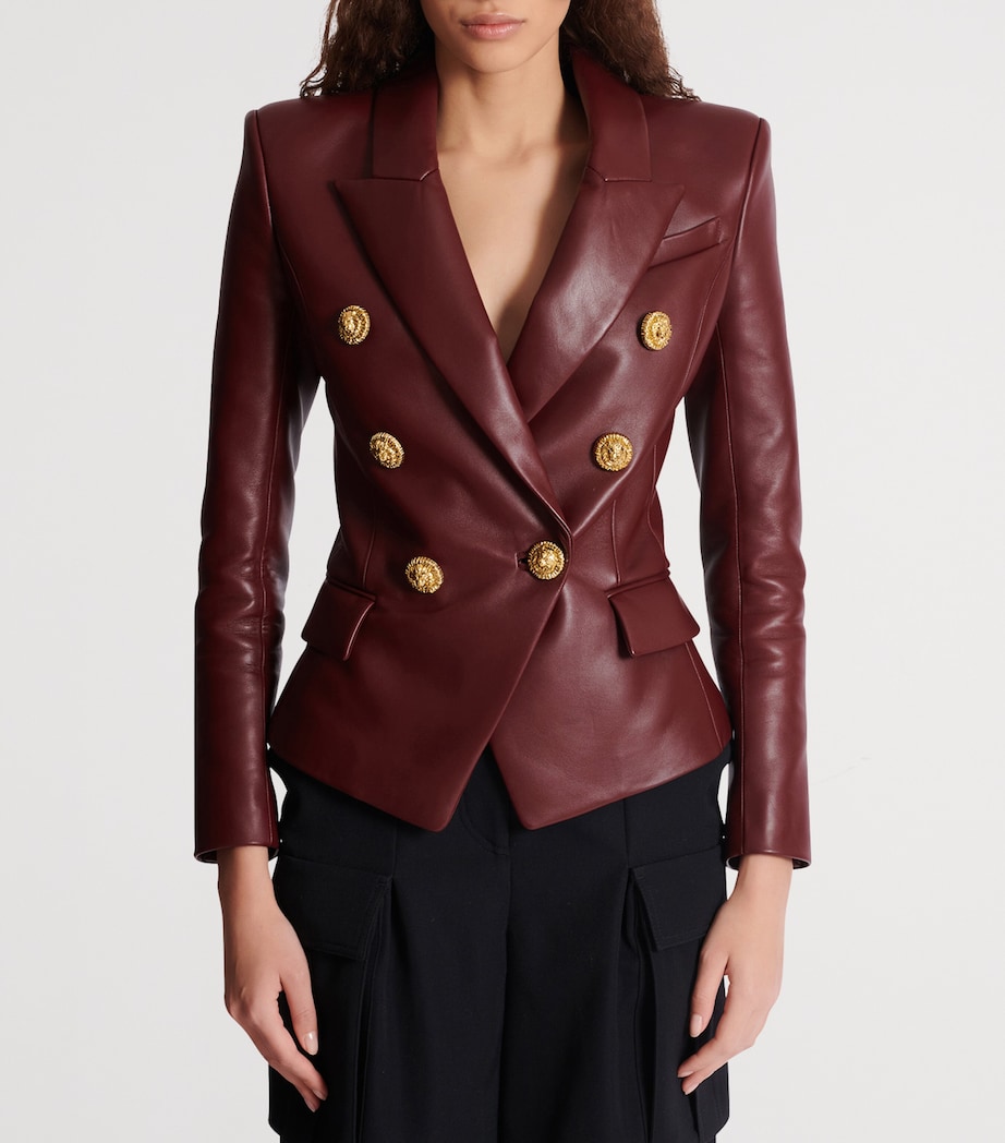 Lambskin Double-Breasted Blazer 3AR AUBERGINE Image 6