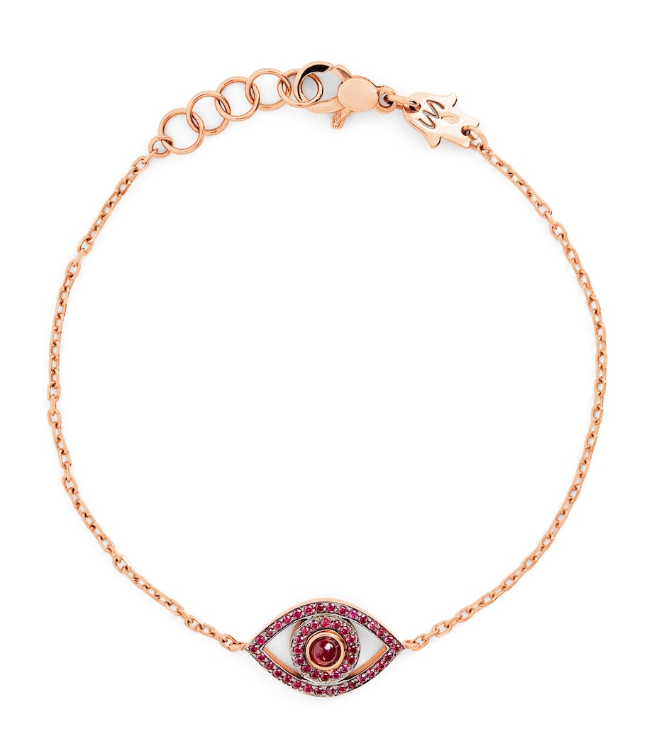 Netali Nissim Rose Gold, Ruby and Quartz Protected Bracelet Red Image 1