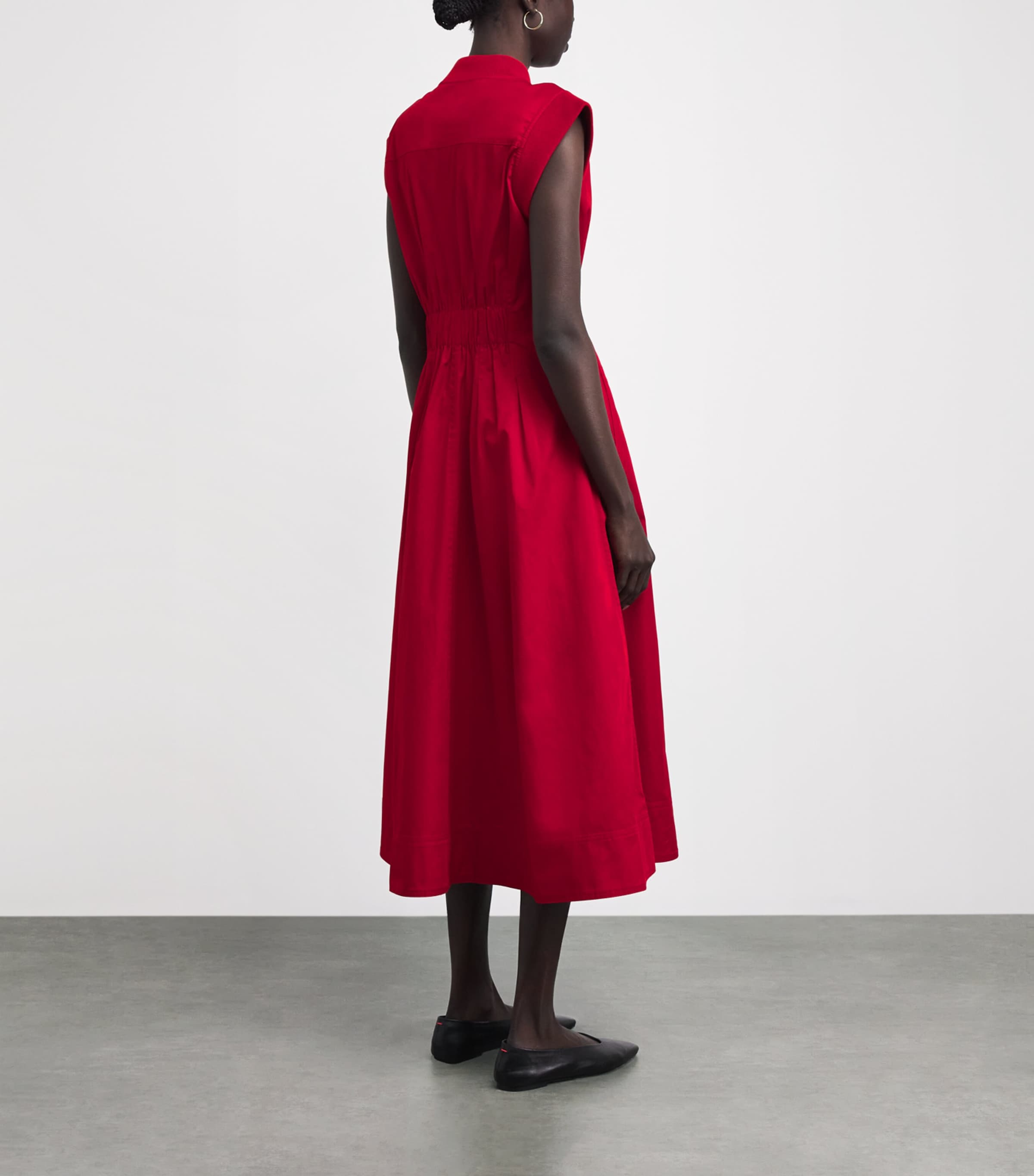 ME+EM Womens Cotton Sporty Midi Dress Deep Carmine Red Image 4