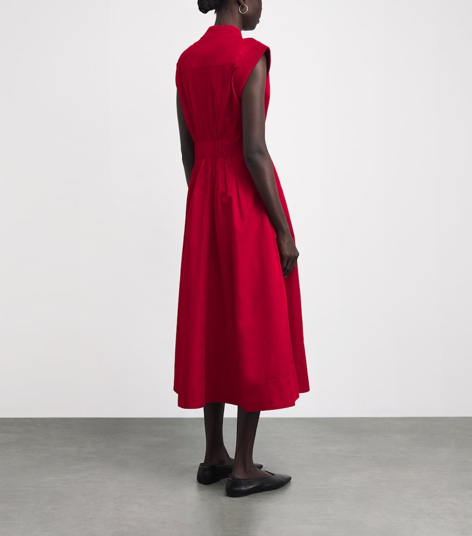 ME+EM Womens Cotton Sporty Midi Dress Deep Carmine Red Image 4