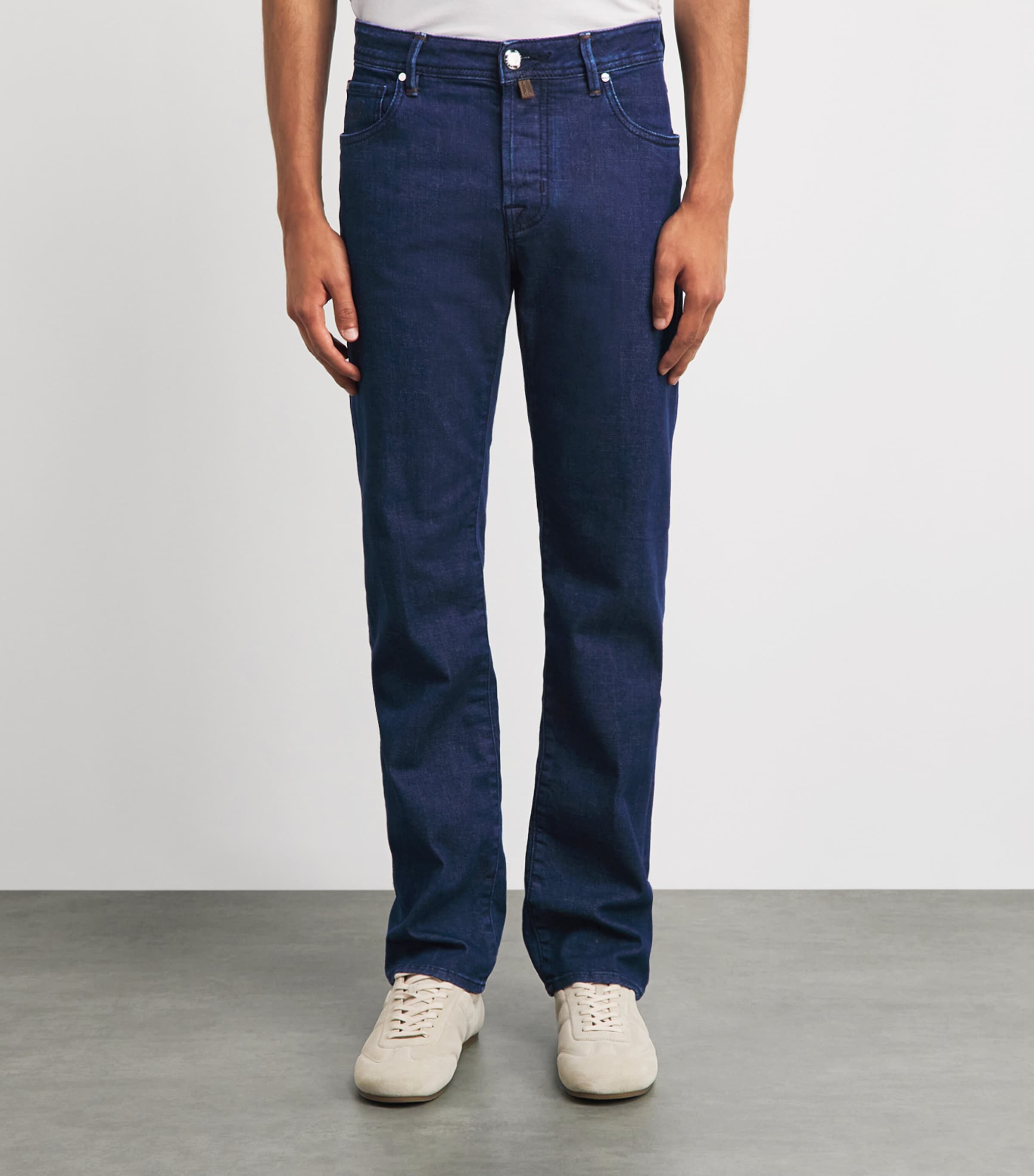JACOB COHËN Mens Crocodile Leather Patch Straight Jeans Dark Blue Image 4