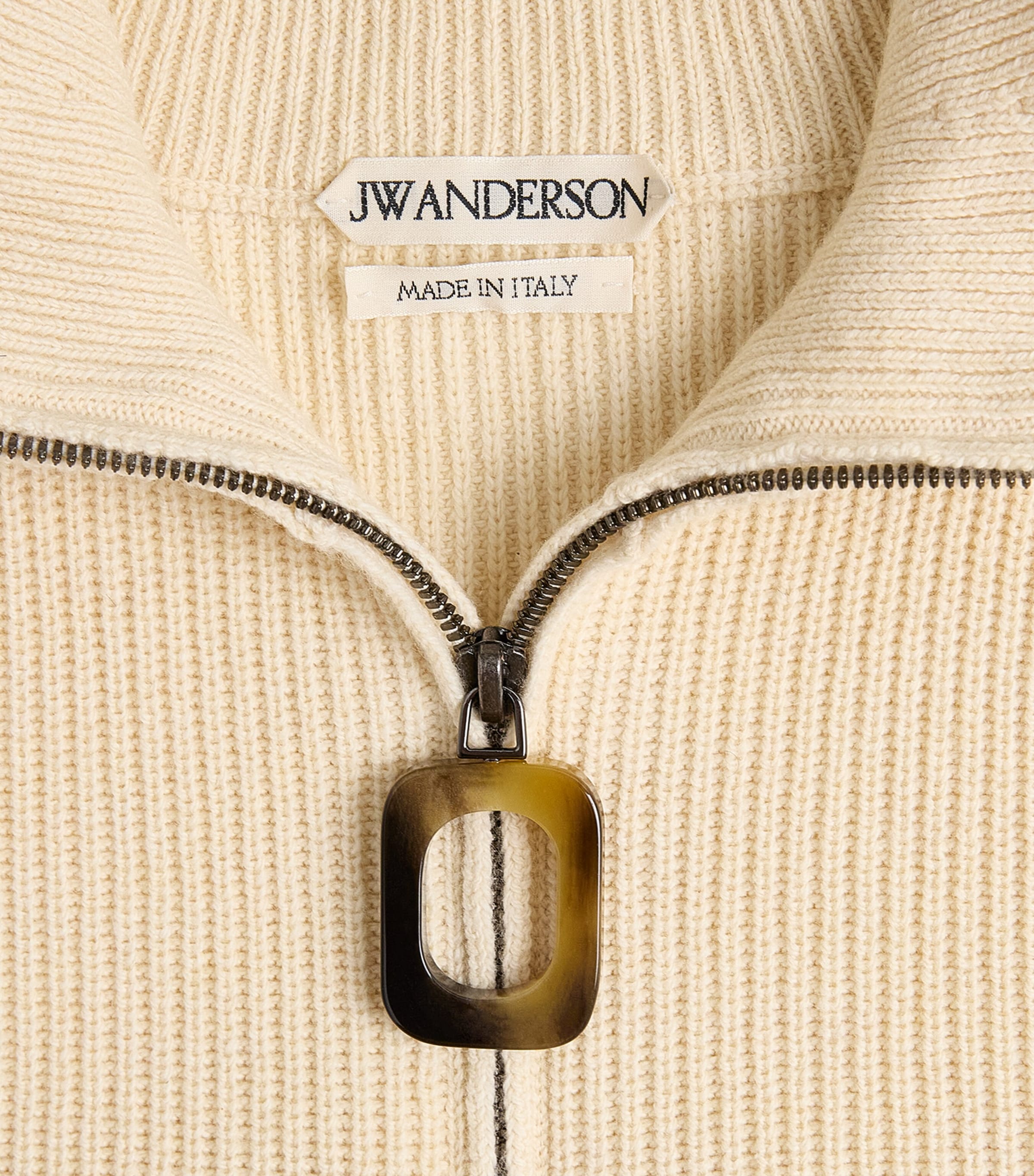 JW Anderson Mens Wool-Cotton Half-Zip Sweater Ivory Image 6