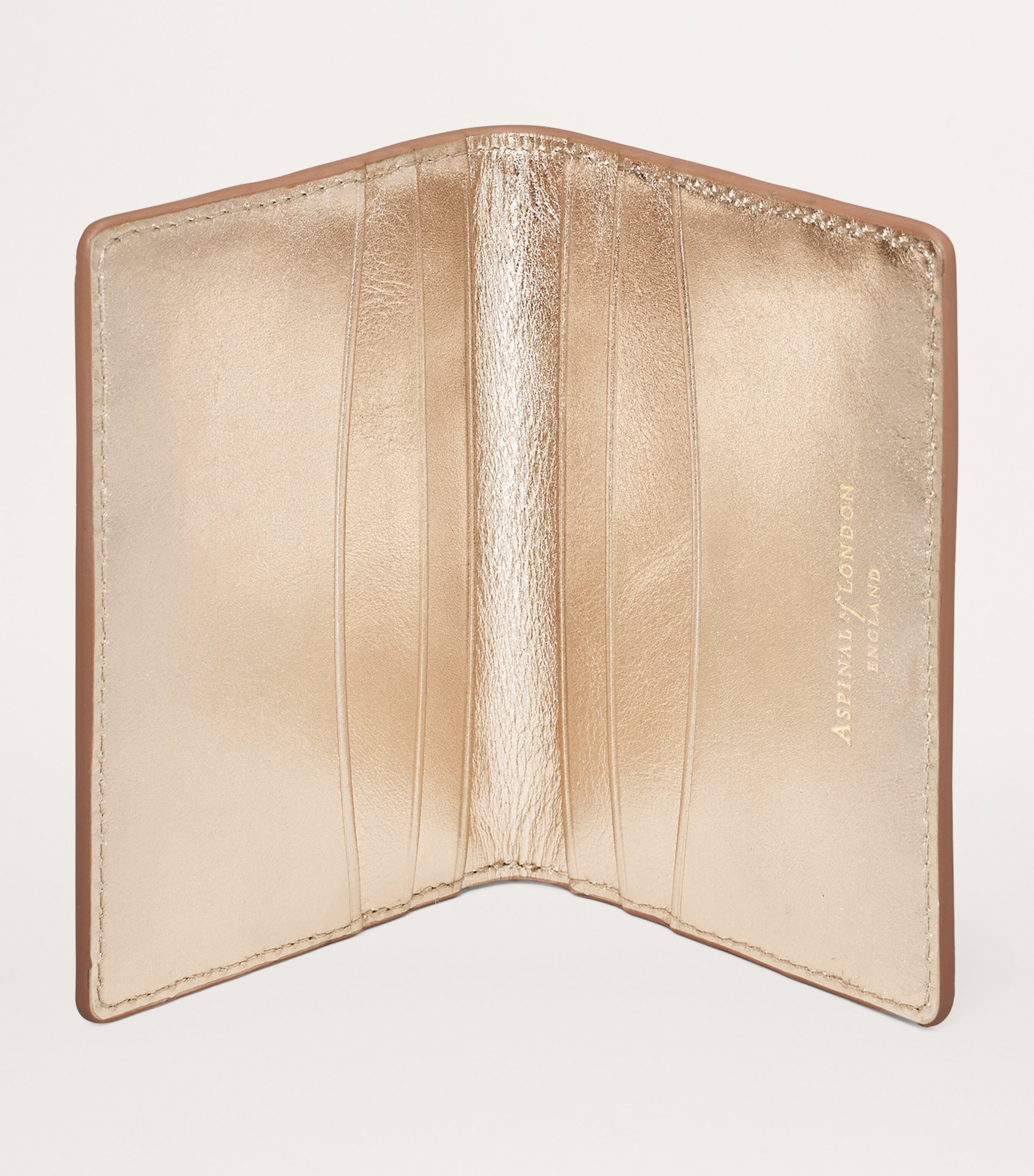 Leather Double Fold Card Holder CHAMPAGNE METALLIC Image 2