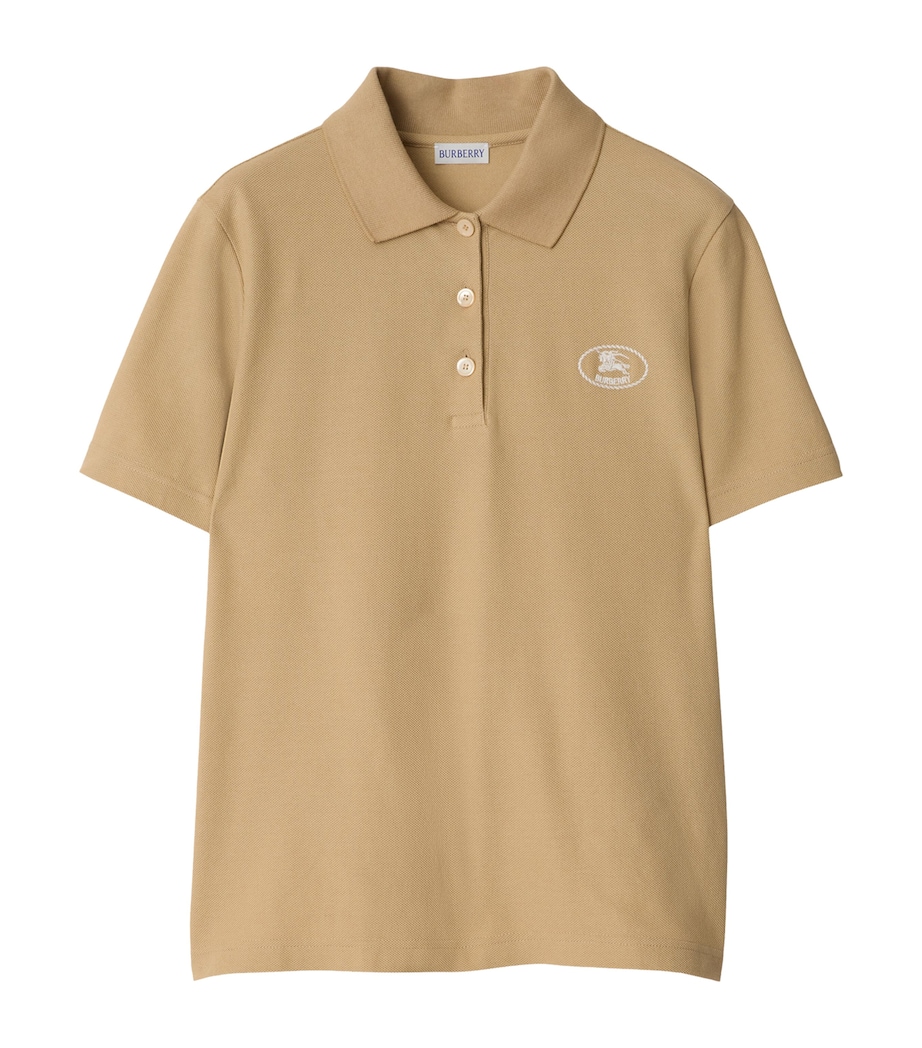 Cotton Knight Stamp Polo Shirt FLAX Image 1