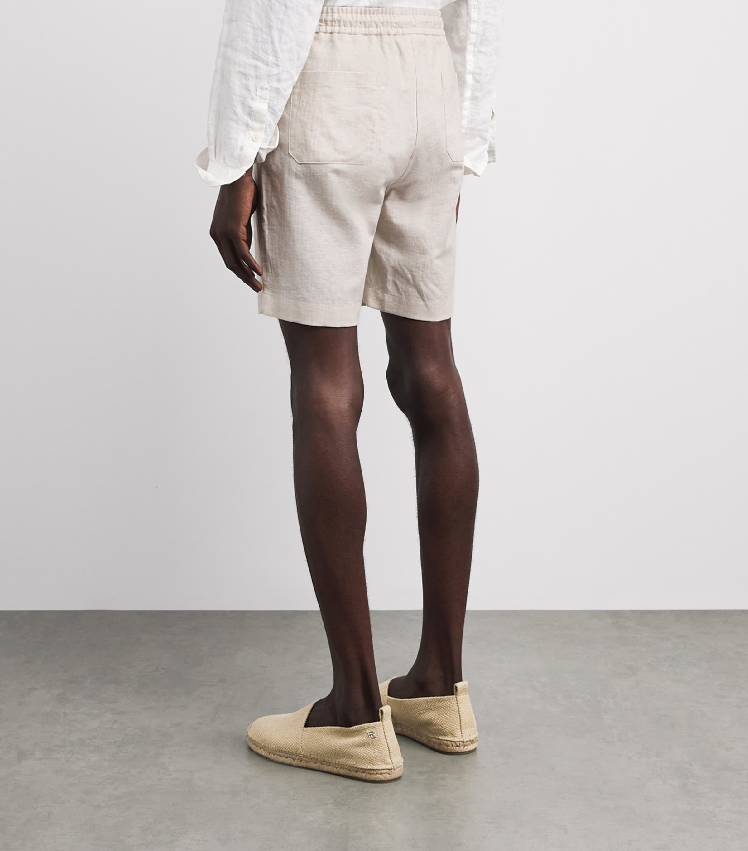 Zimmerli Mens Linen-Cotton Drawstring Shorts Beige Image 5