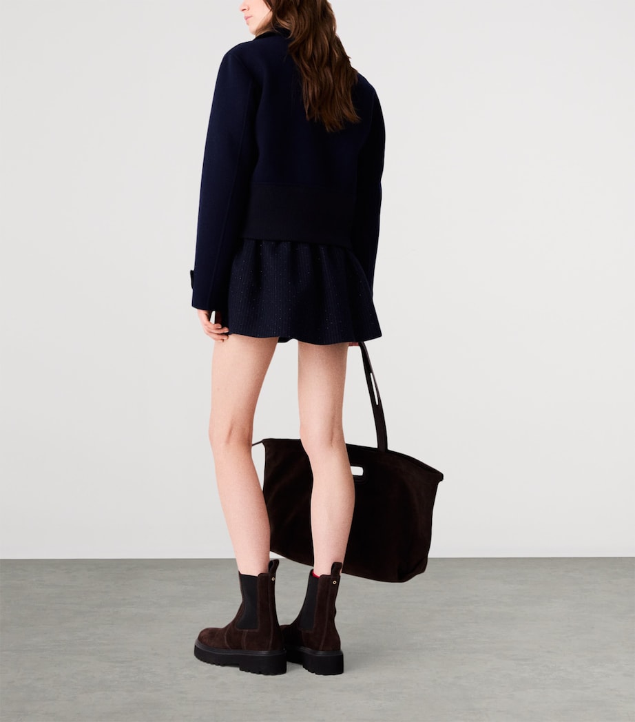 Maje Womens Wool-Blend Cropped Jacket Navy Image 4