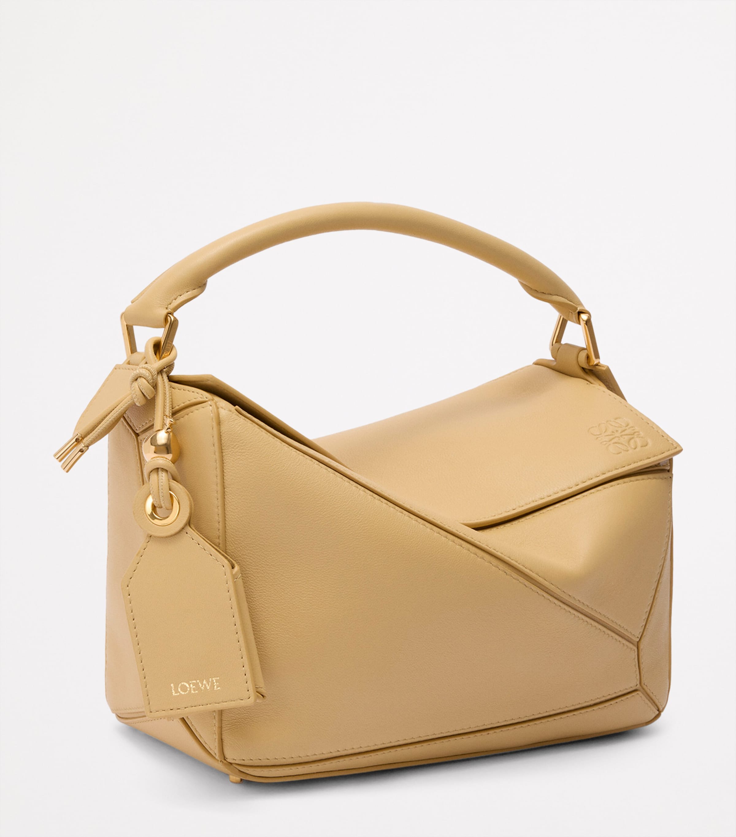 Small Leather Featherlight Puzzle Top-Handle Bag YELLOW Image 4