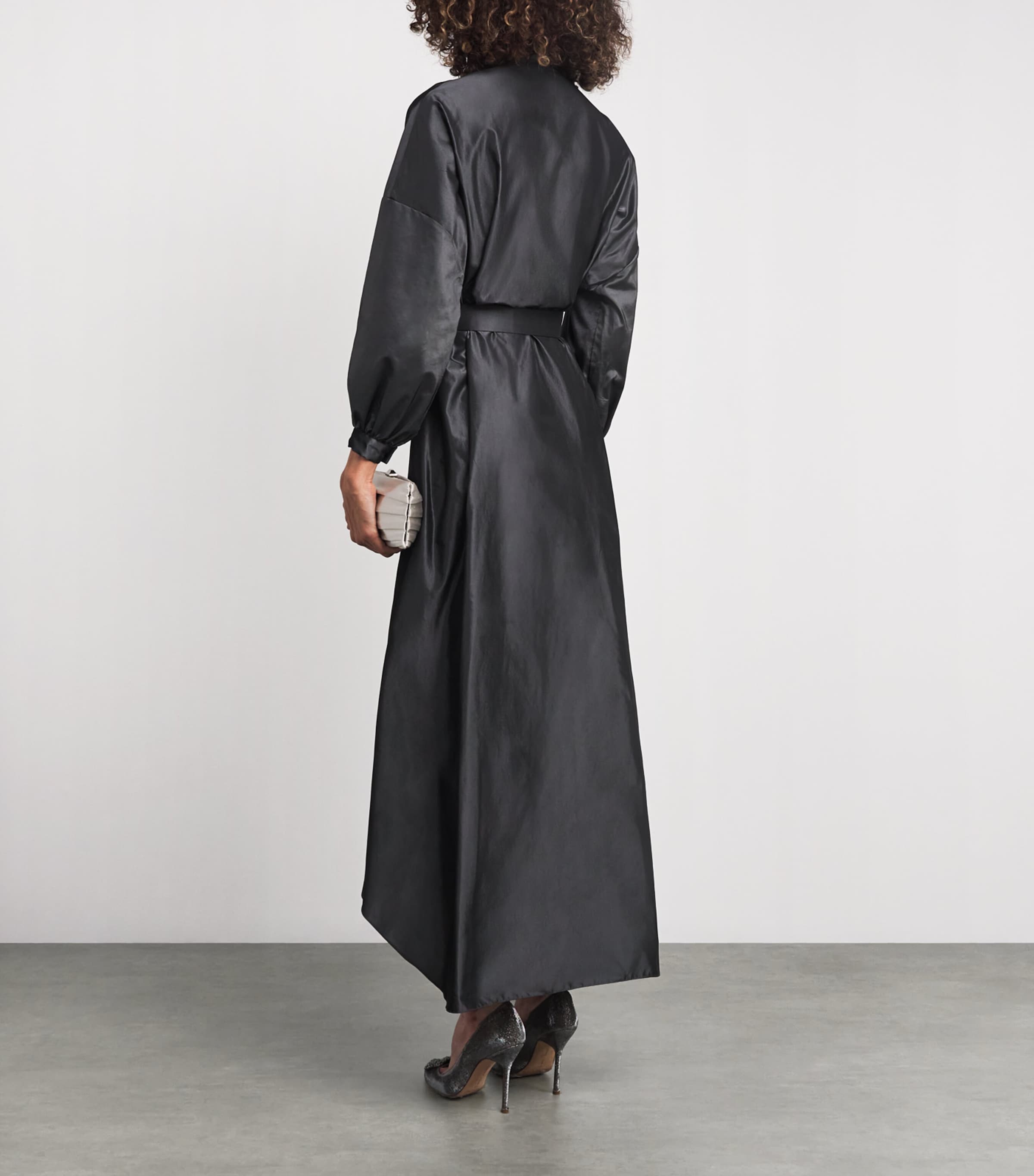 Alexis Mabille Womens Belted Maxi Shirt Dress Dark Grey Image 3