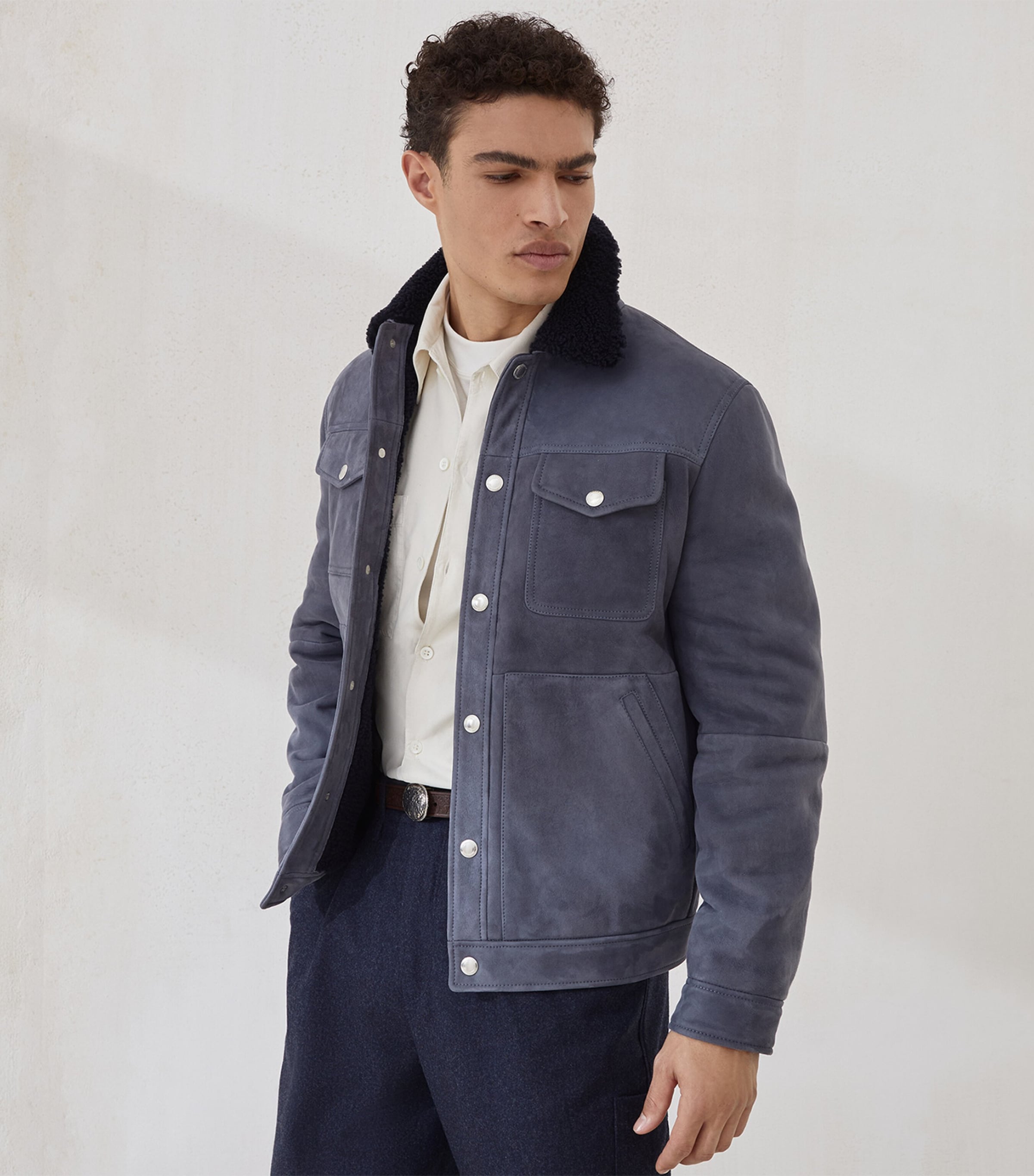 Suede-Shearling Four-Pocket Jacket C4249 Image 5