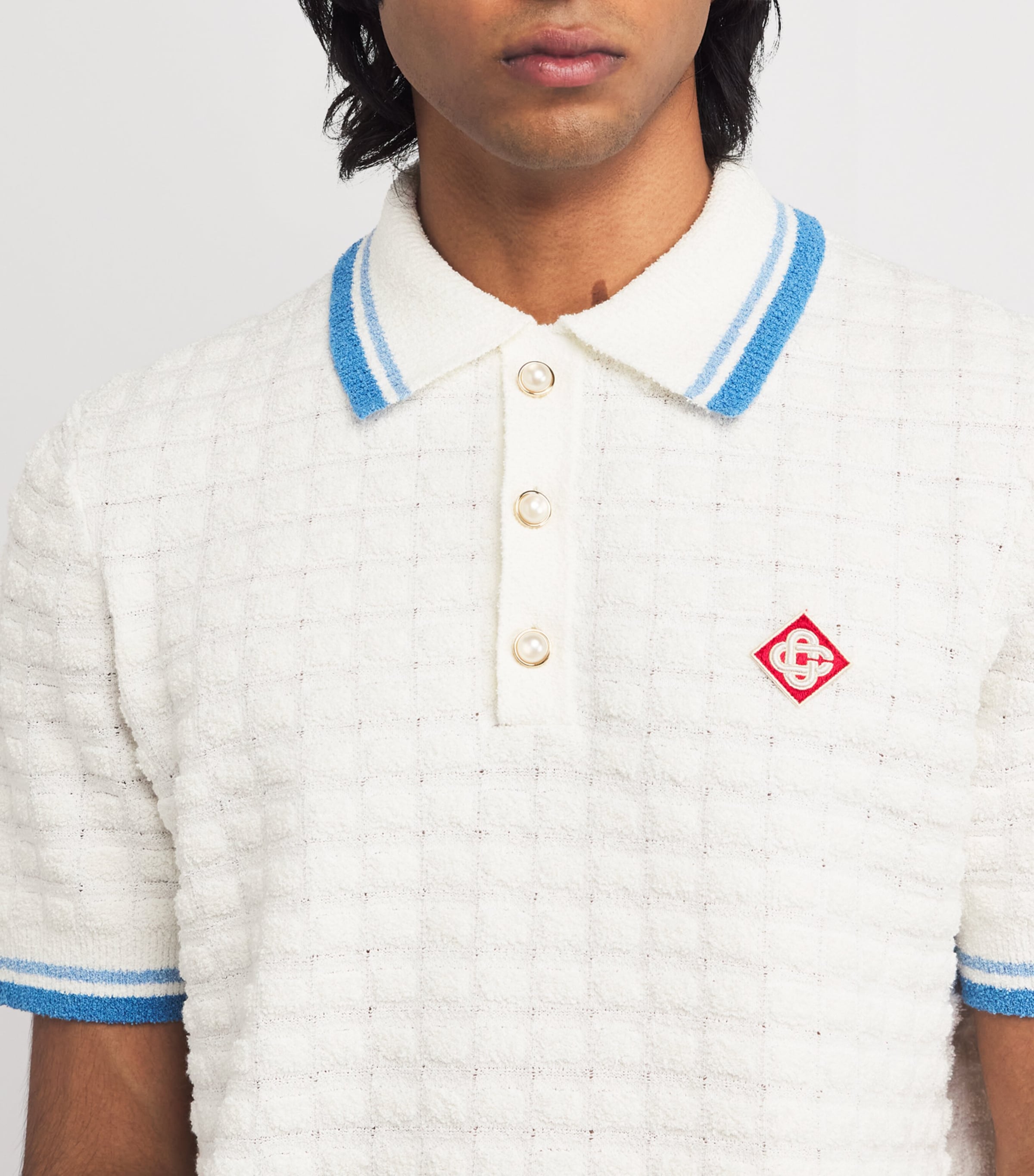 Cotton-Blend Bouclé Polo Shirt WHITE Image 6