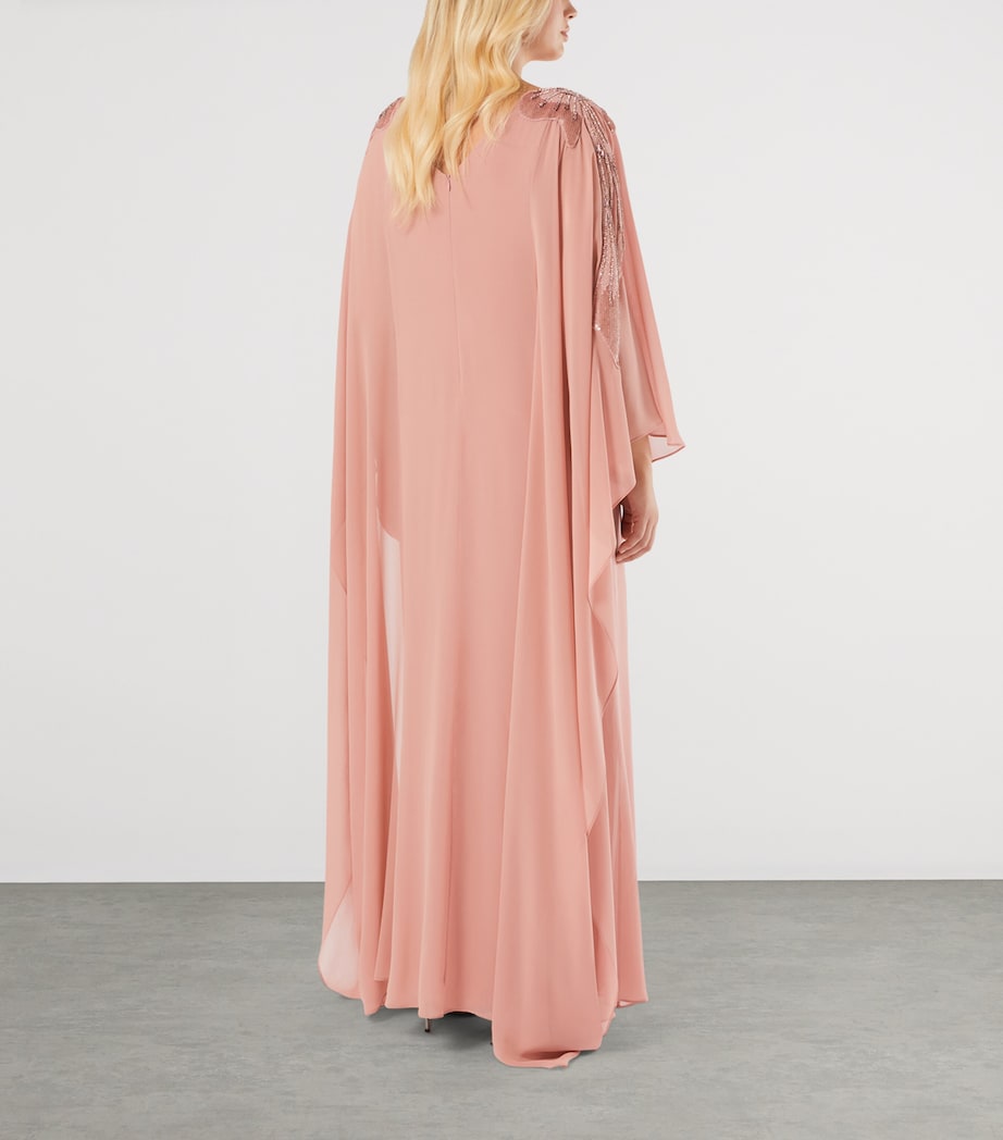 Marina Rinaldi Womens Embellished Caped Gown Antique Rose Image 4