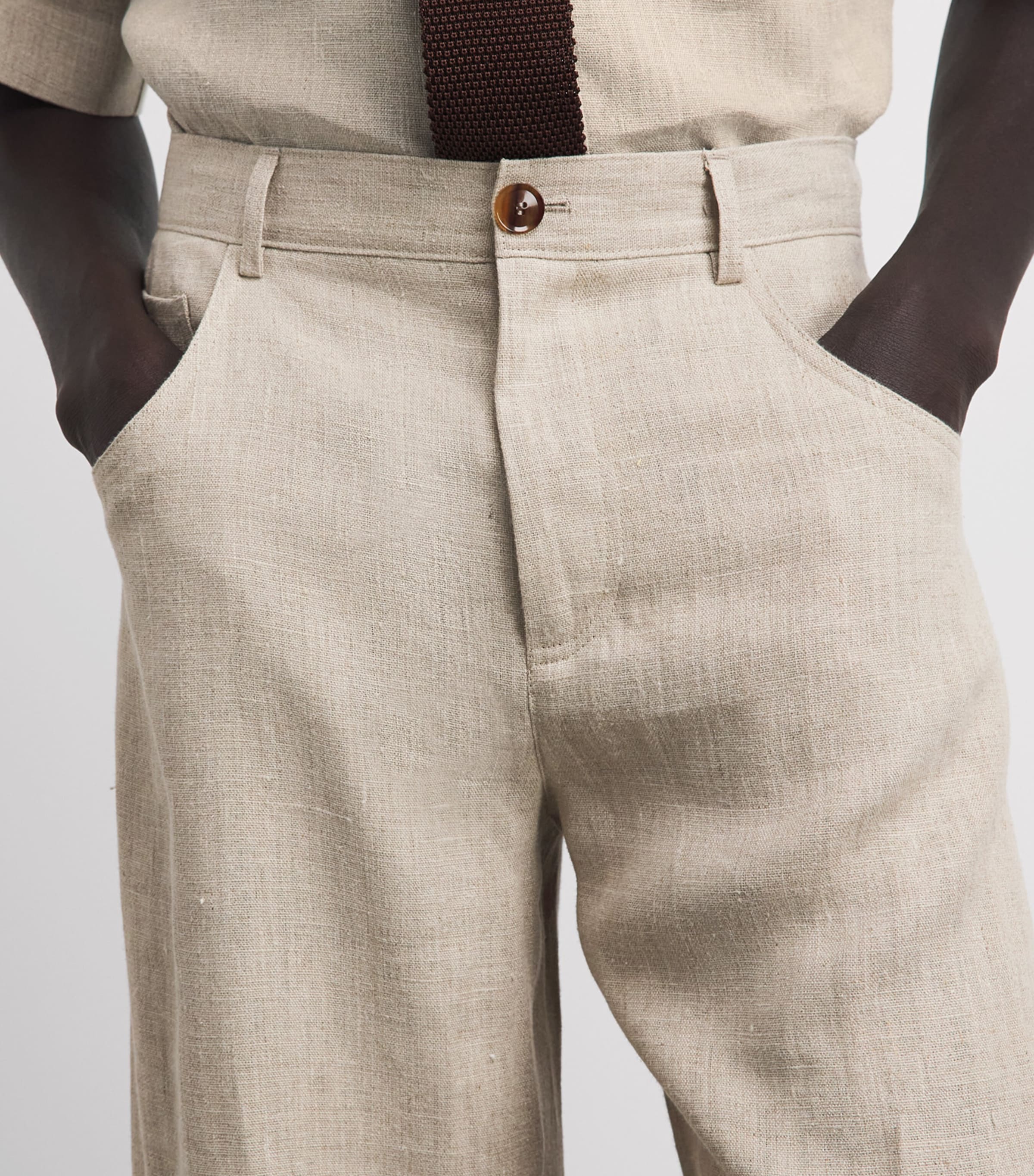 Séfr Beige Linen Arno Tailored Trousers | Harrods UK