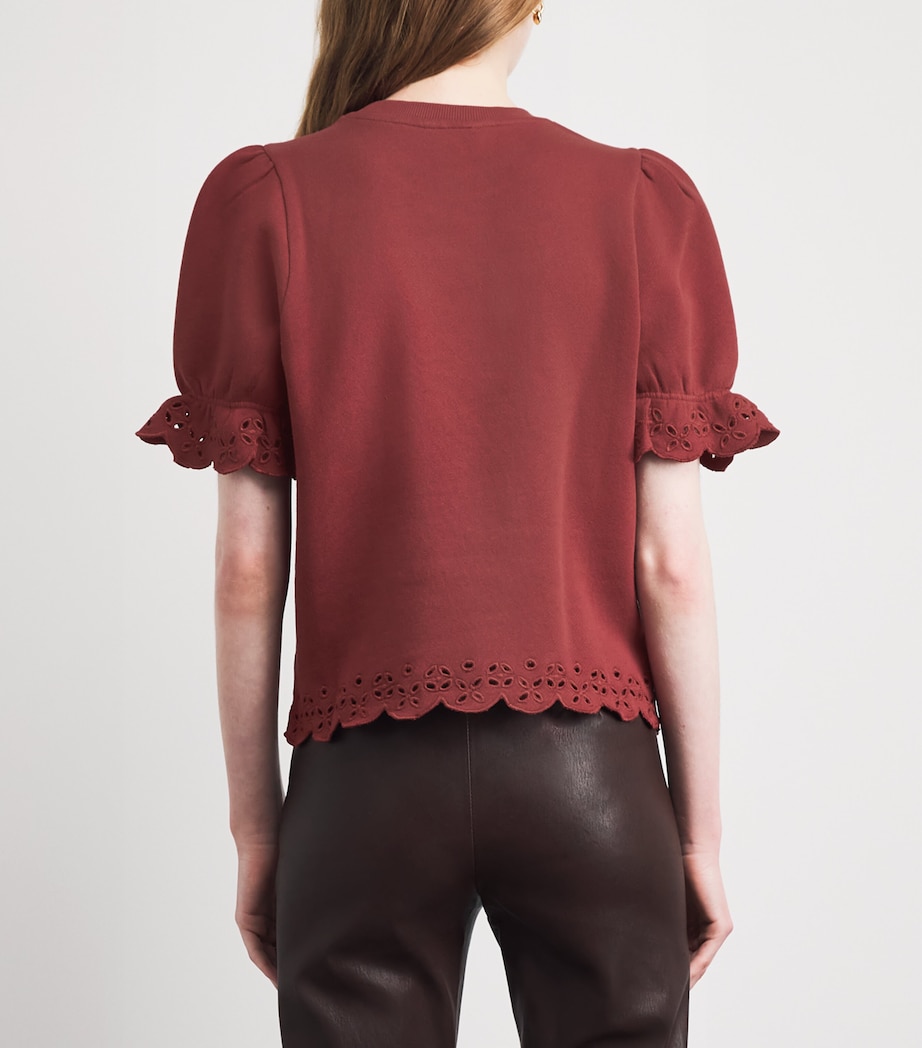 PAIGE Womens Cotton Ciabatta Top Burnt Sienna Image 5