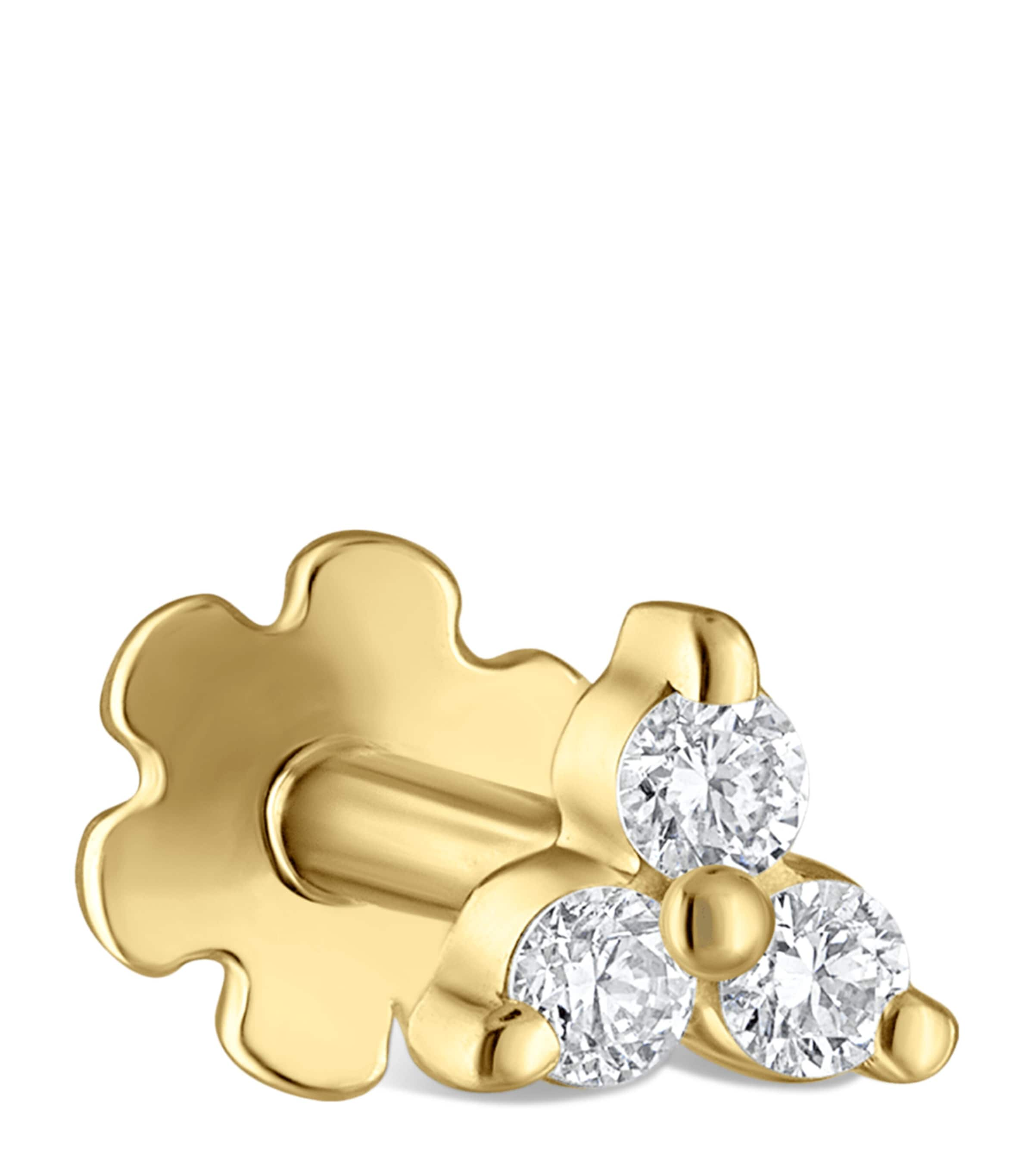 Shop Maria Tash Diamond Trinity Threaded Stud Earring In Gold