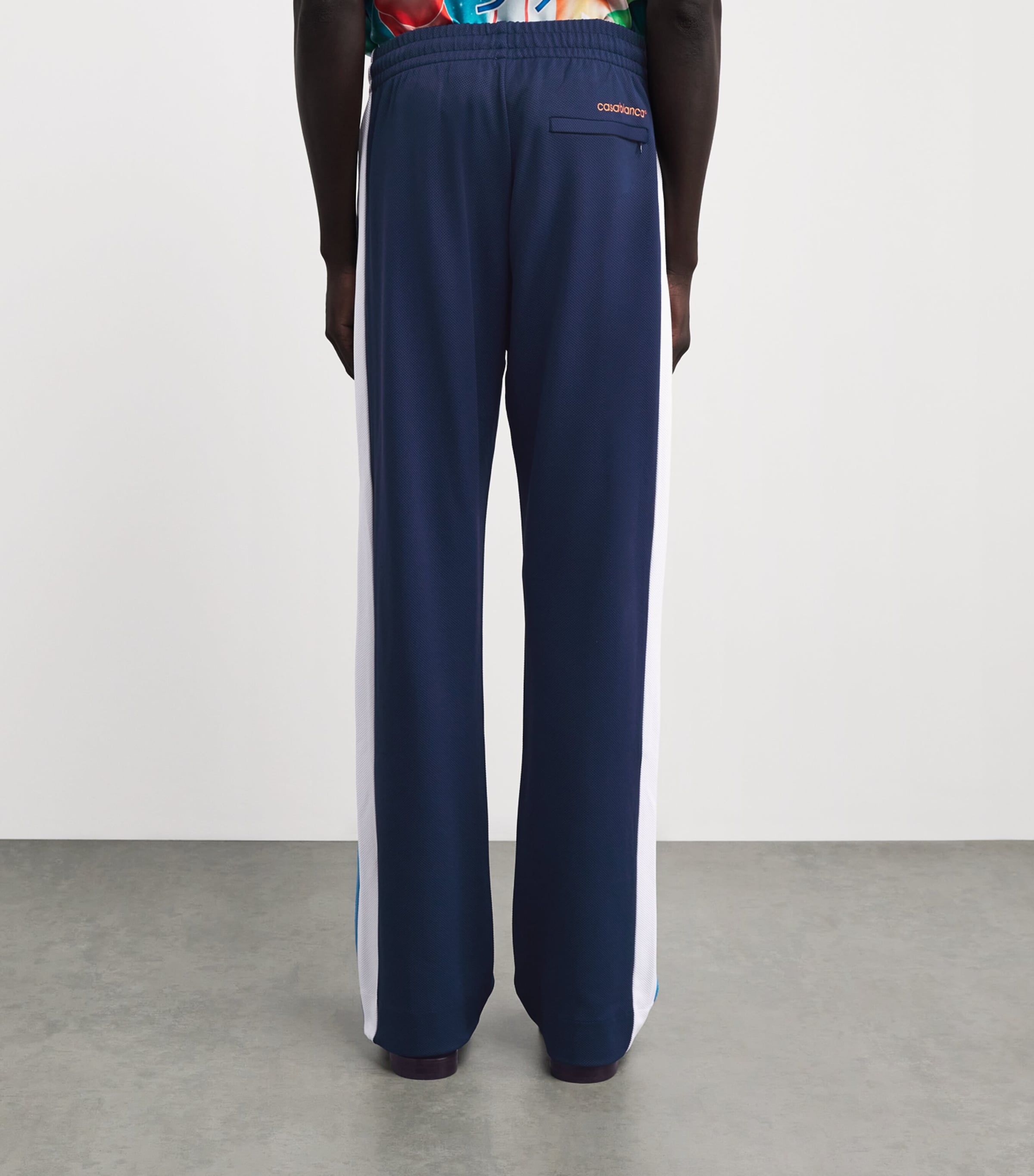 Casablanca Mens Piqué Track Pants Navy / White Image 4