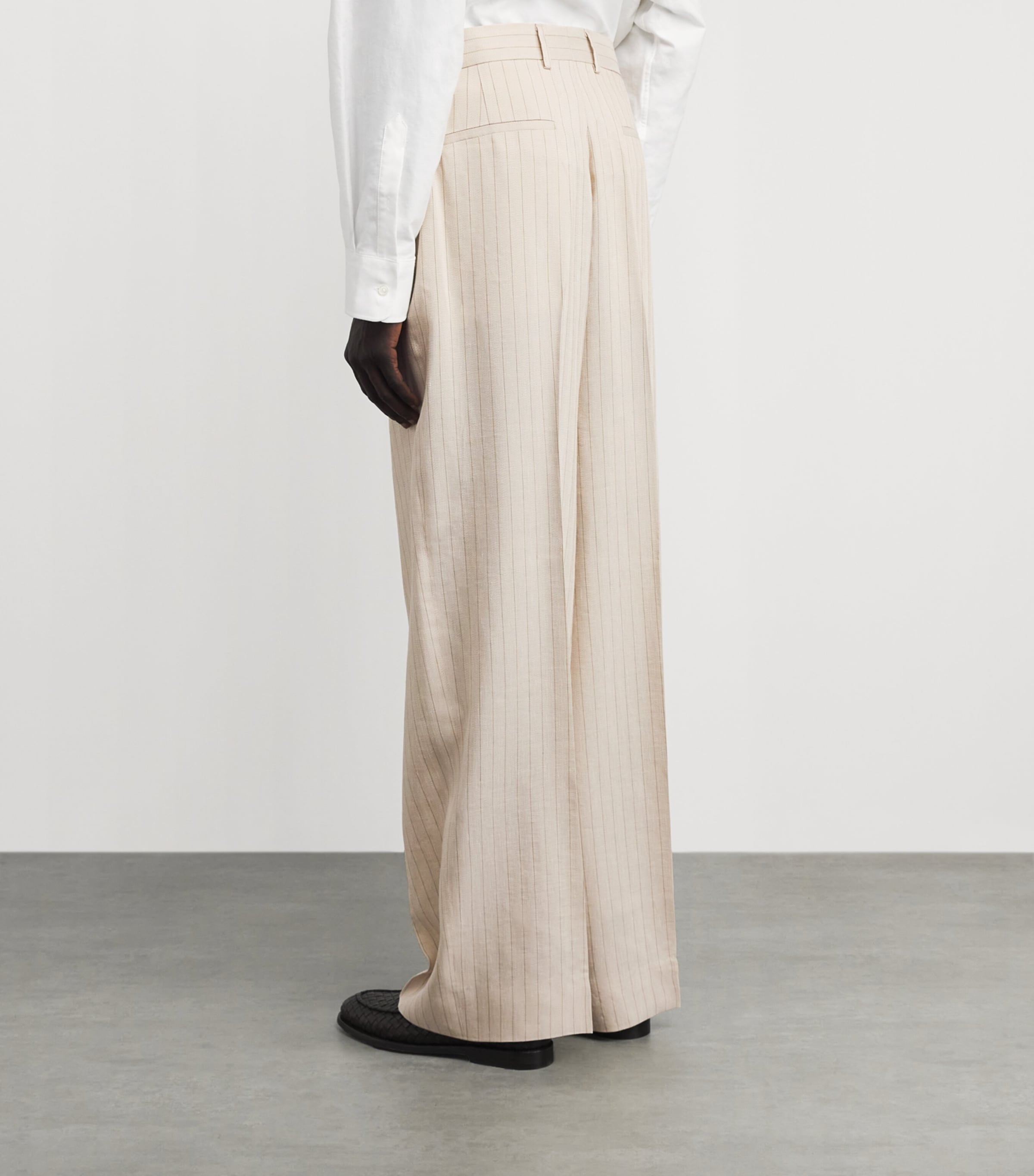 AMIRI Mens Pinstripe Tailored Trousers Alabaster Image 5