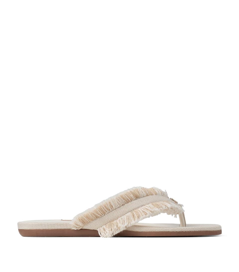 Jimmy Choo Bay Flat Canvas Flip Flops Almond Mix