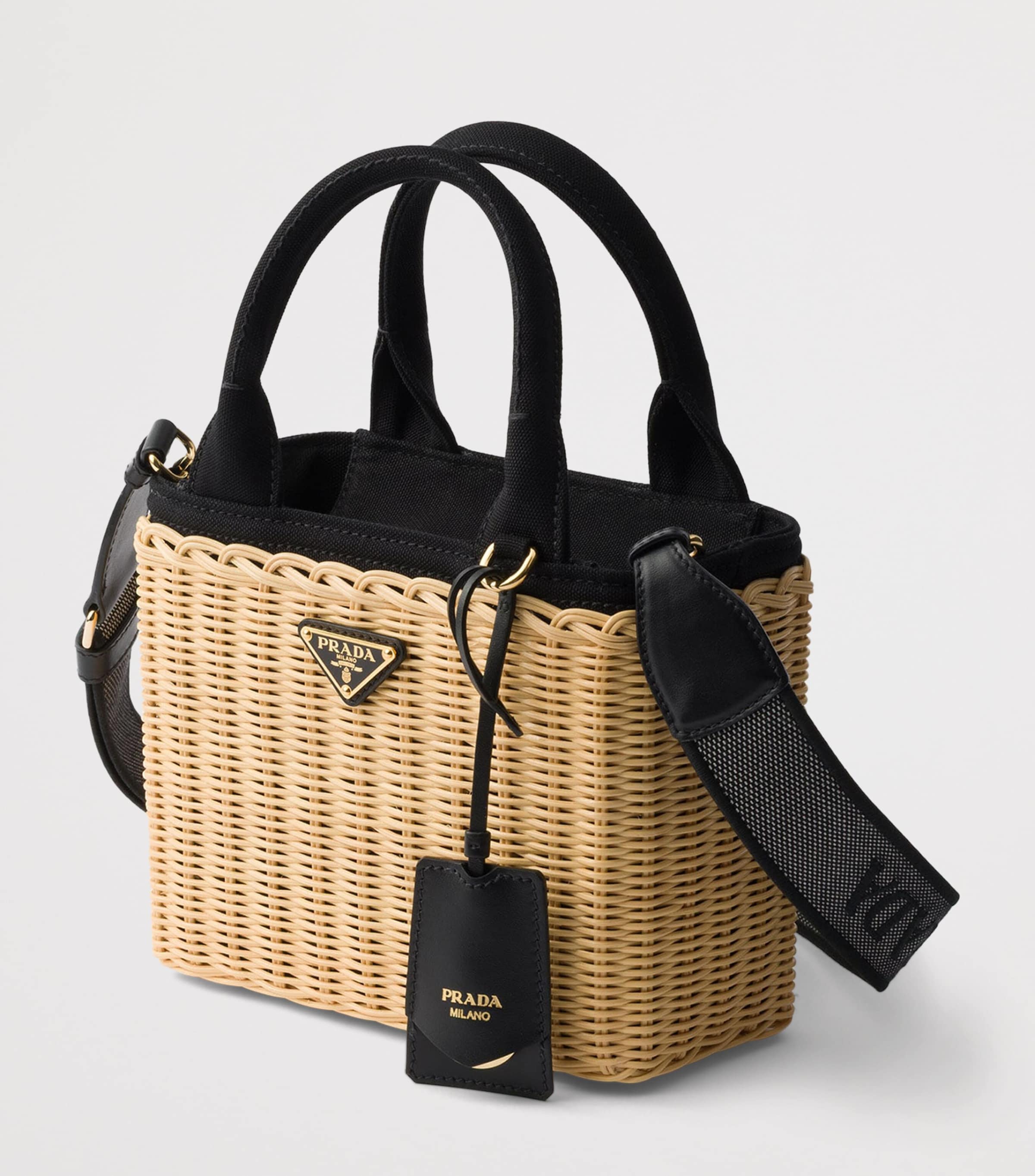 Prada Small Wicker Tote Bag Neutral Image 4