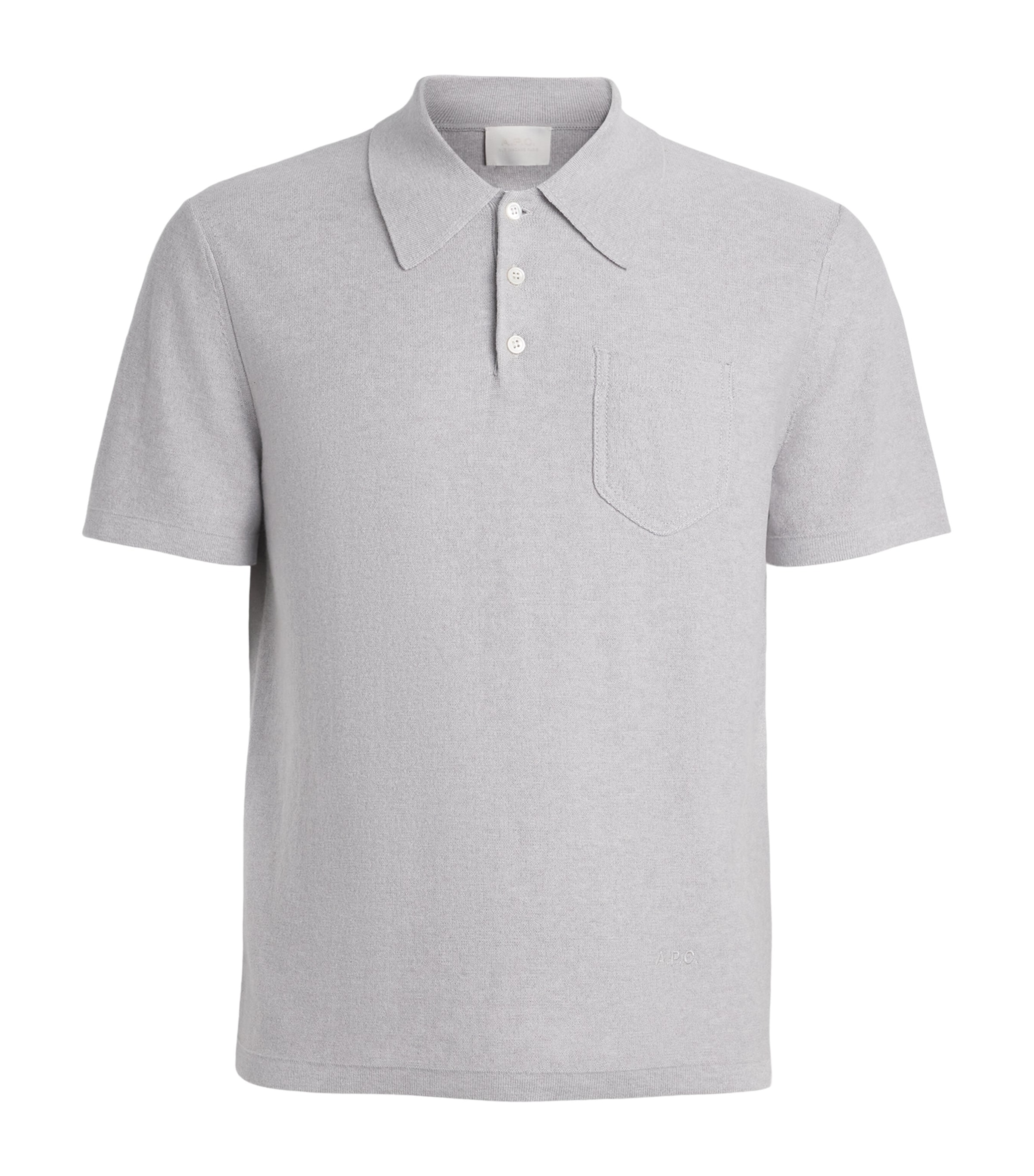 A.P.C. Mens Cotton-Cashmere Eliot Polo Shirt Plb Gris Chine Image 1