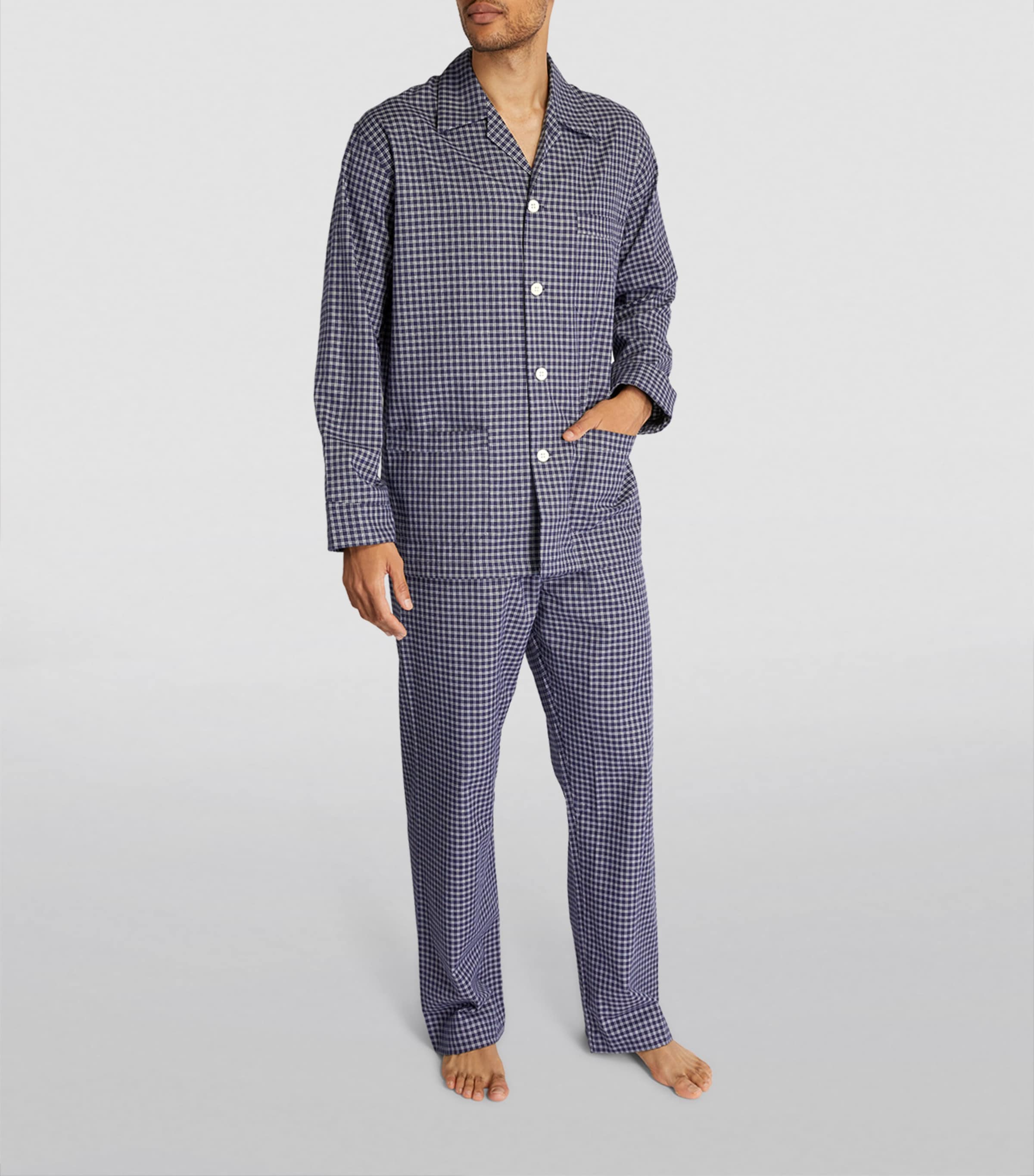 Brushed Cotton Check Pyjama Set NAVY Image 2