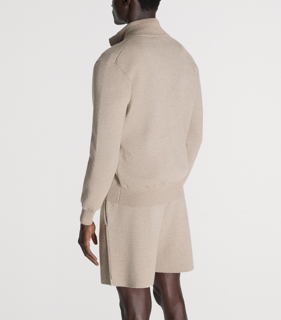 Dunhill Mens Cotton-Cashmere Athluxury Bomber Jacket Natural Image 4