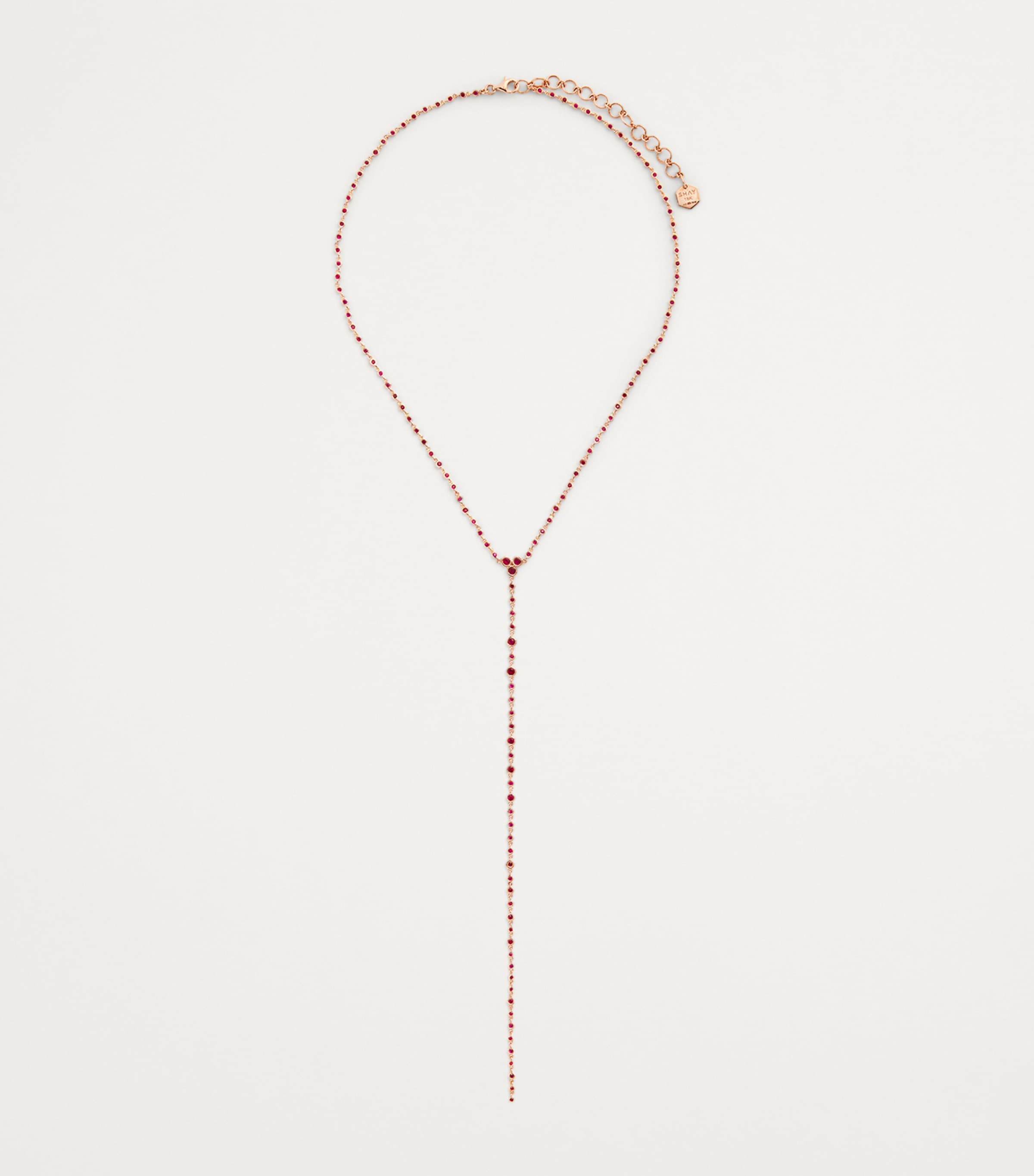 SHAY Rose Gold and Pink Sapphire Infinity Y Lariat Necklace Rose Gold Image 3