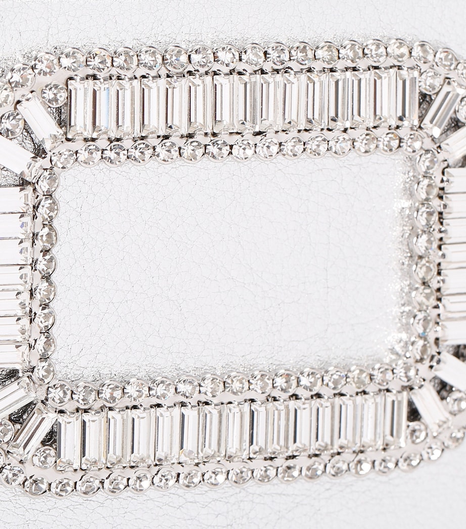 Roger Vivier Small Metallic Leather Pilgrim Clutch Bag Silver Image 2