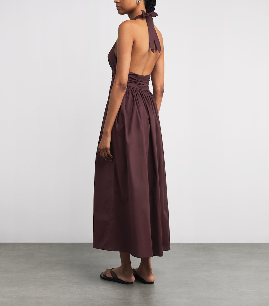 Cotton Plunge Halter Dress AUBERGINE/AUB Image 3