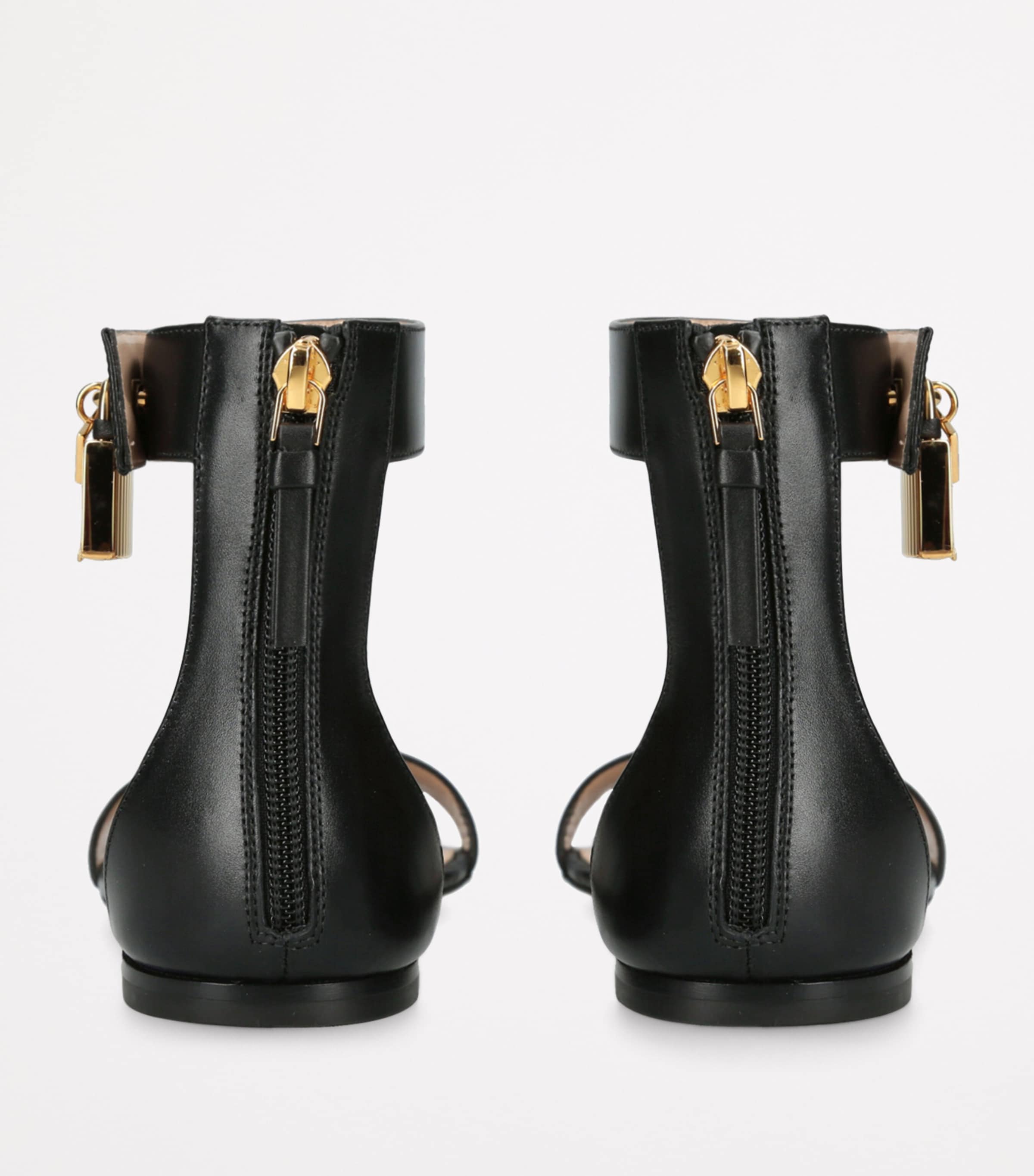 Leather Padlock Sandals BLACK Image 2